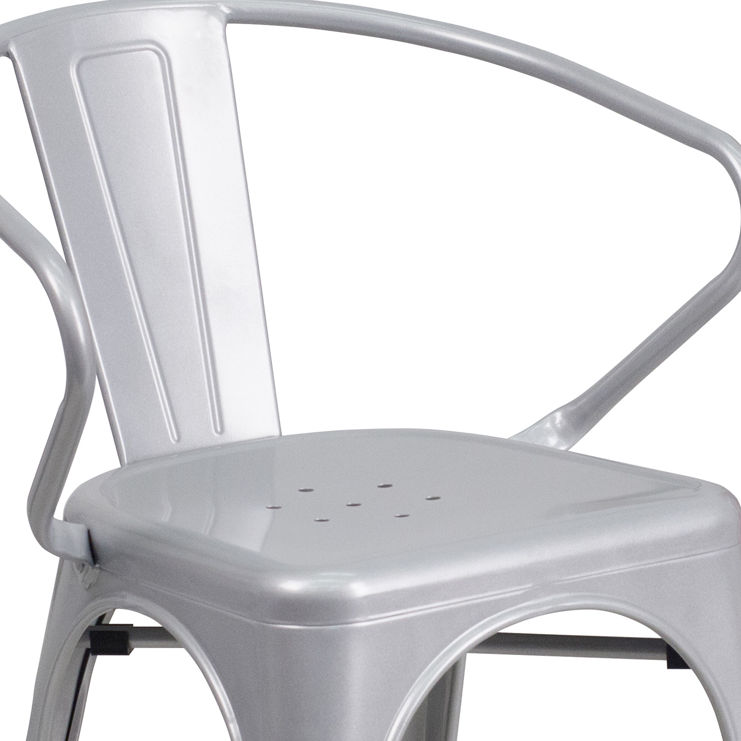 BLNK Luna Commercial Metal Indoor-Outdoor Chair with Arms - Silver