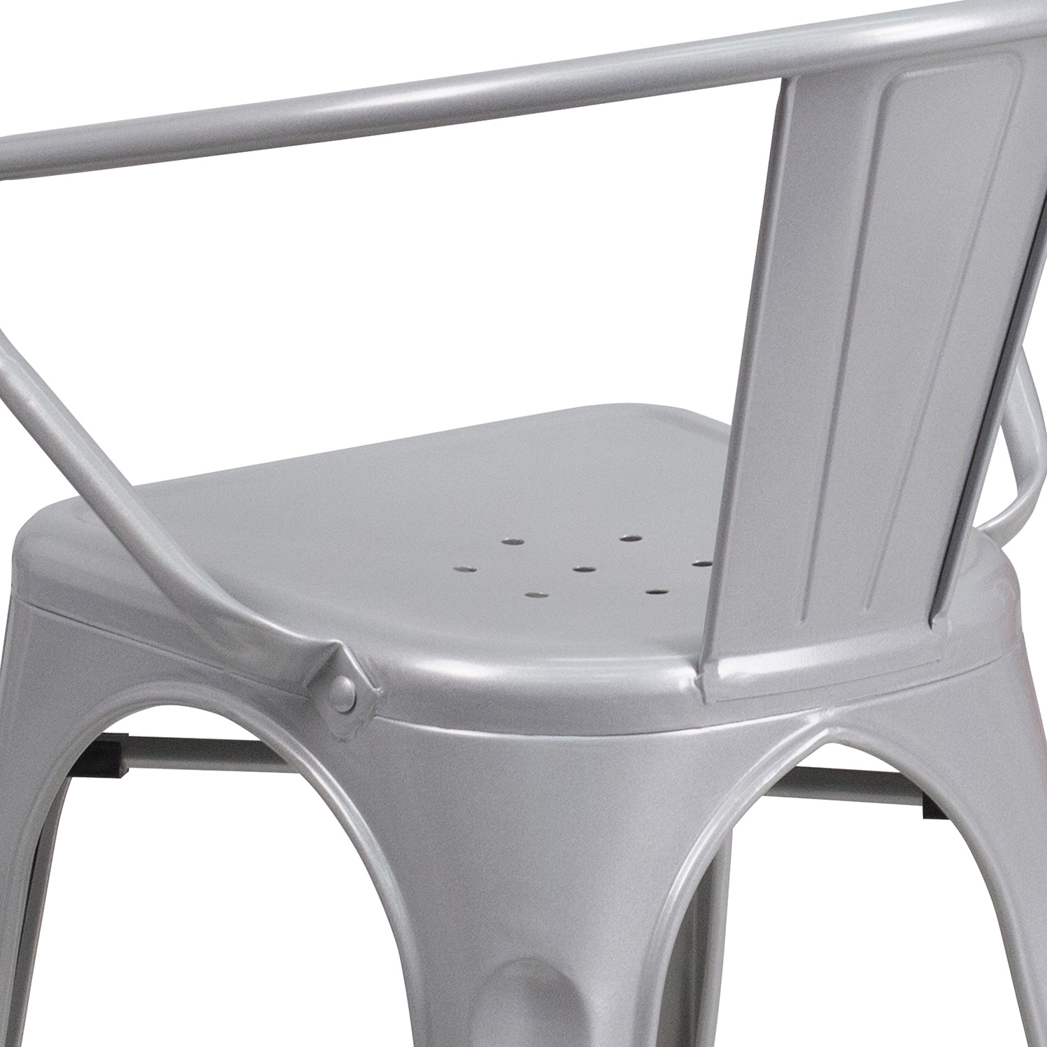 BLNK Luna Commercial Metal Indoor-Outdoor Chair with Arms - Silver