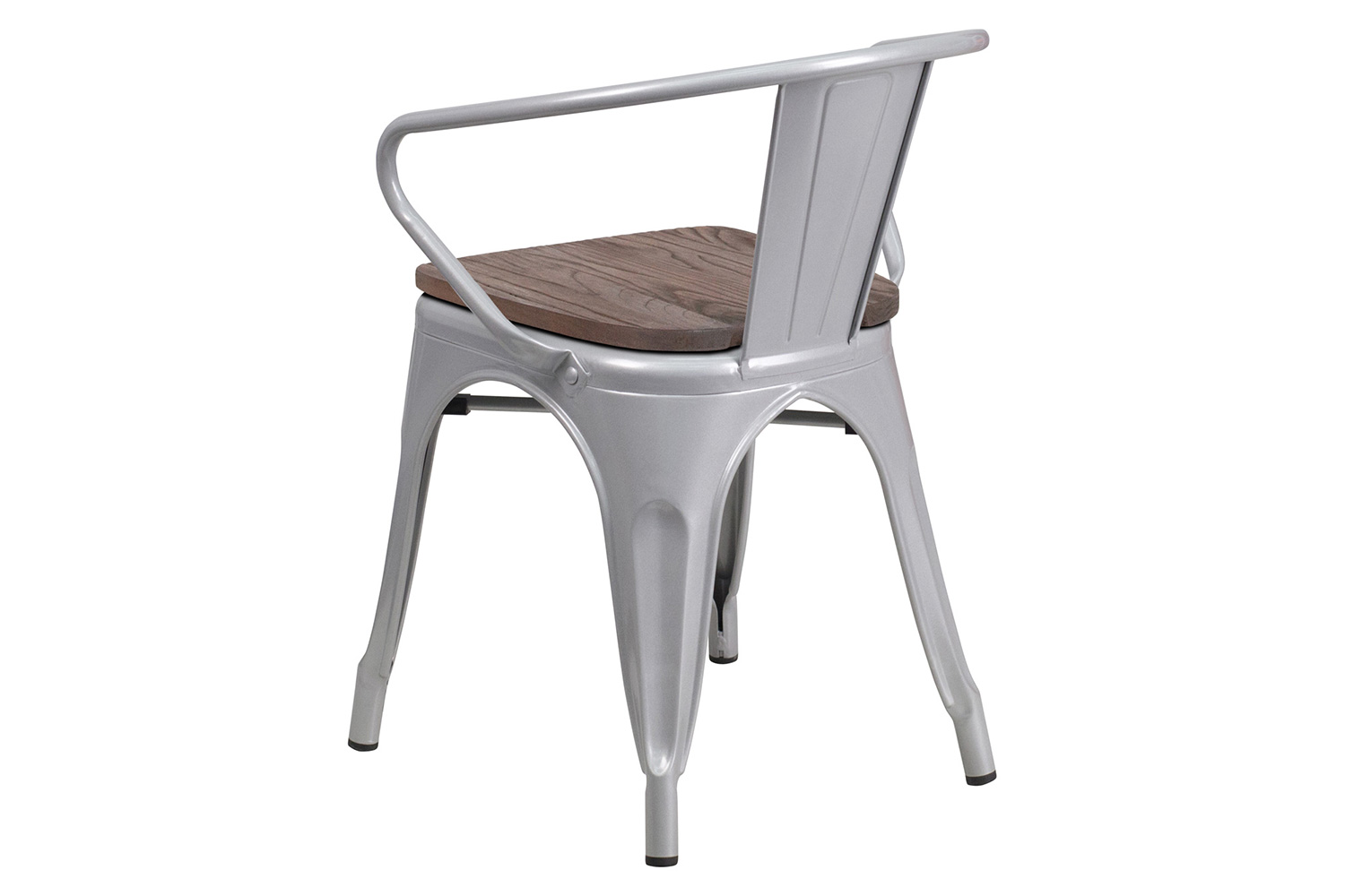 BLNK™ Luna Metal Chair with Wood Seat and Arms - Silver