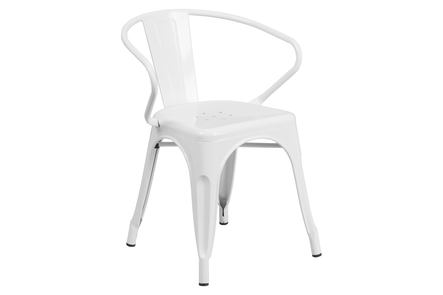 BLNK Luna Commercial Metal Indoor-Outdoor Chair with Arms - White