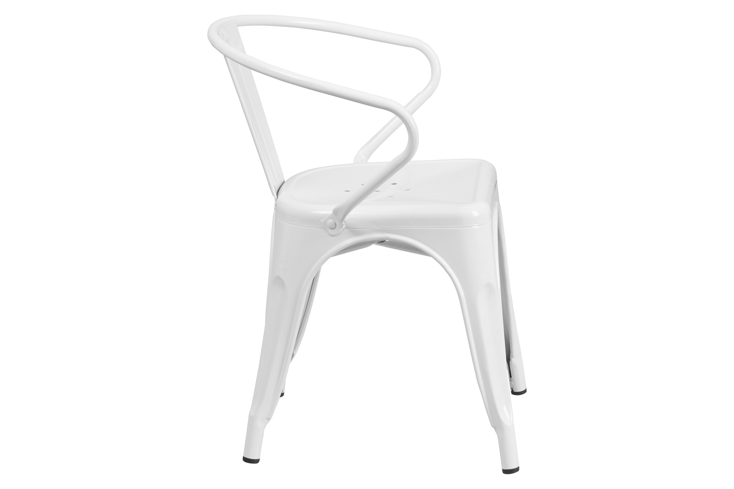 BLNK Luna Commercial Metal Indoor-Outdoor Chair with Arms - White