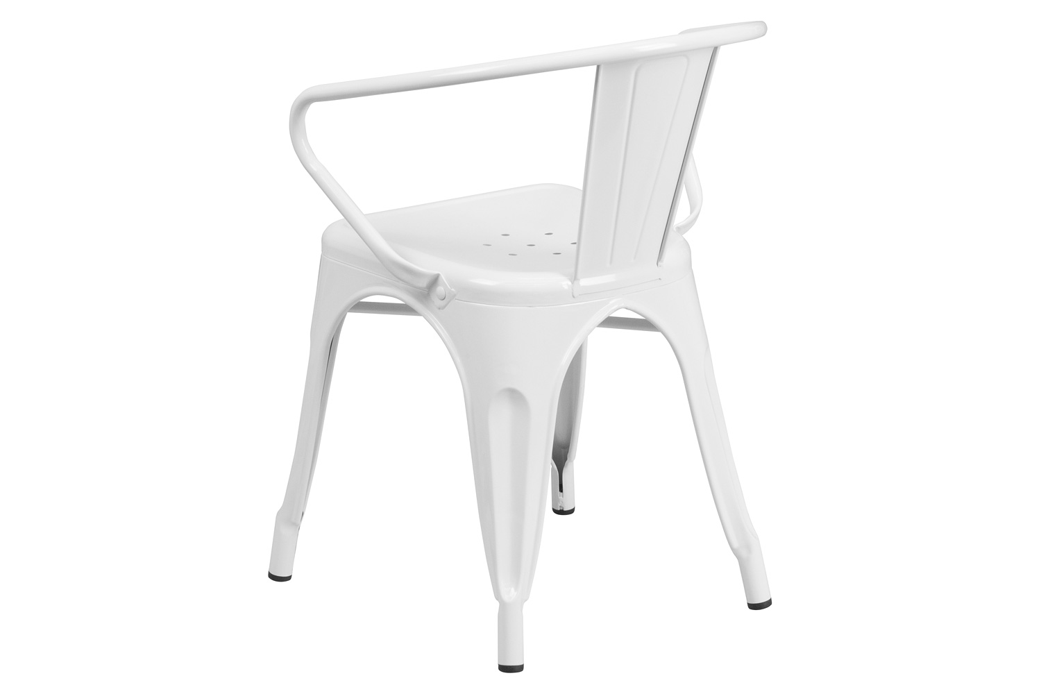 BLNK Luna Commercial Metal Indoor-Outdoor Chair with Arms - White