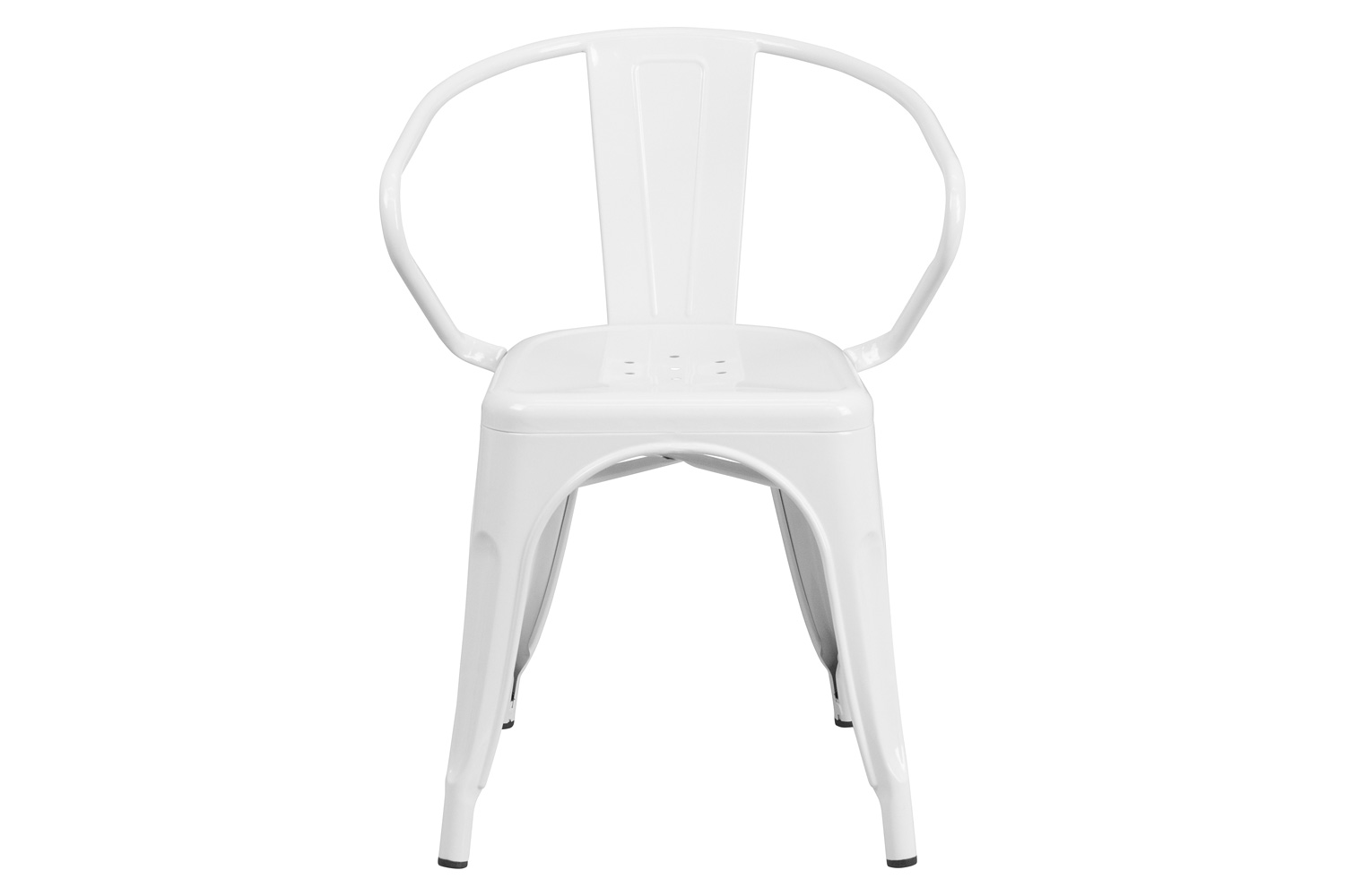 BLNK Luna Commercial Metal Indoor-Outdoor Chair with Arms - White