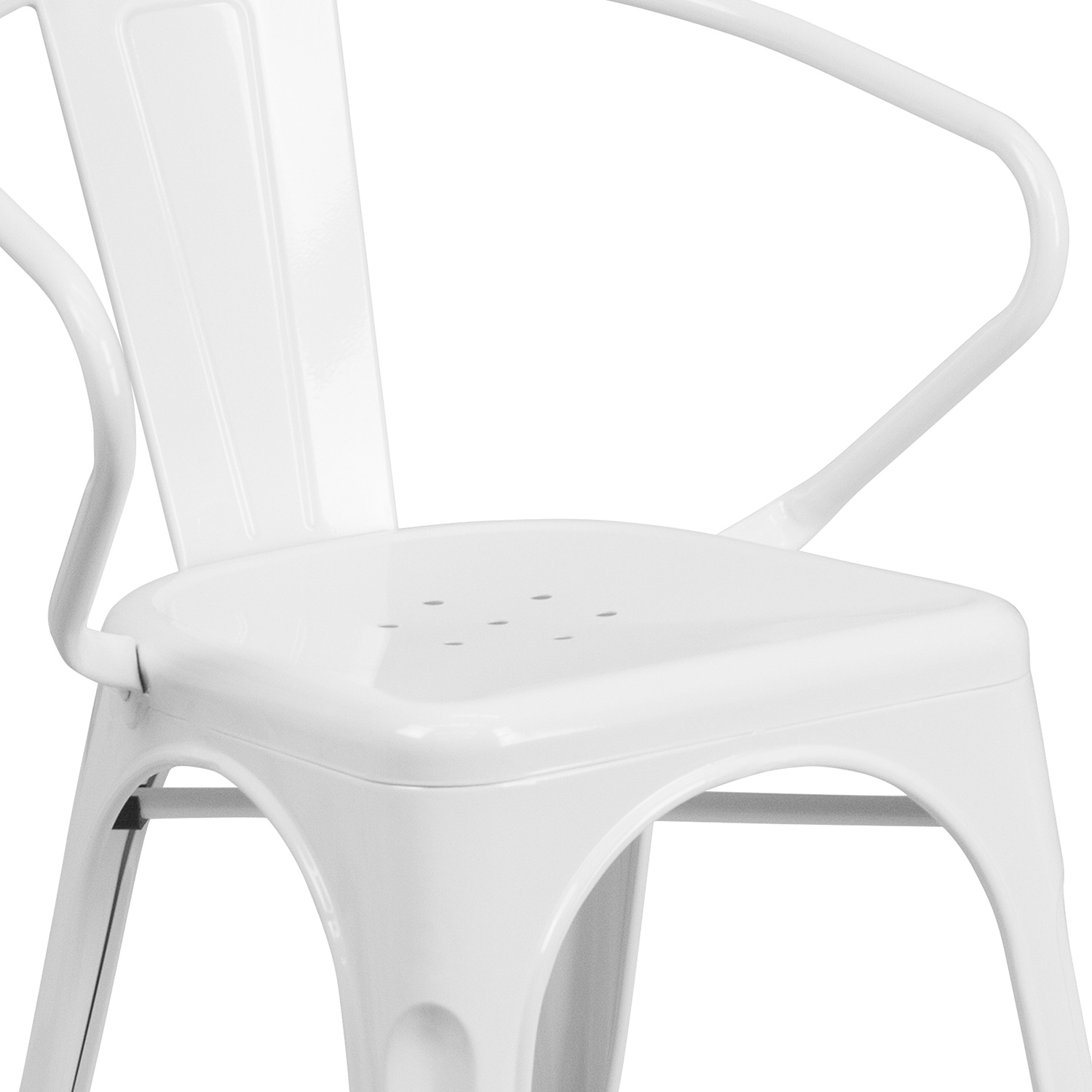 BLNK Luna Commercial Metal Indoor-Outdoor Chair with Arms - White