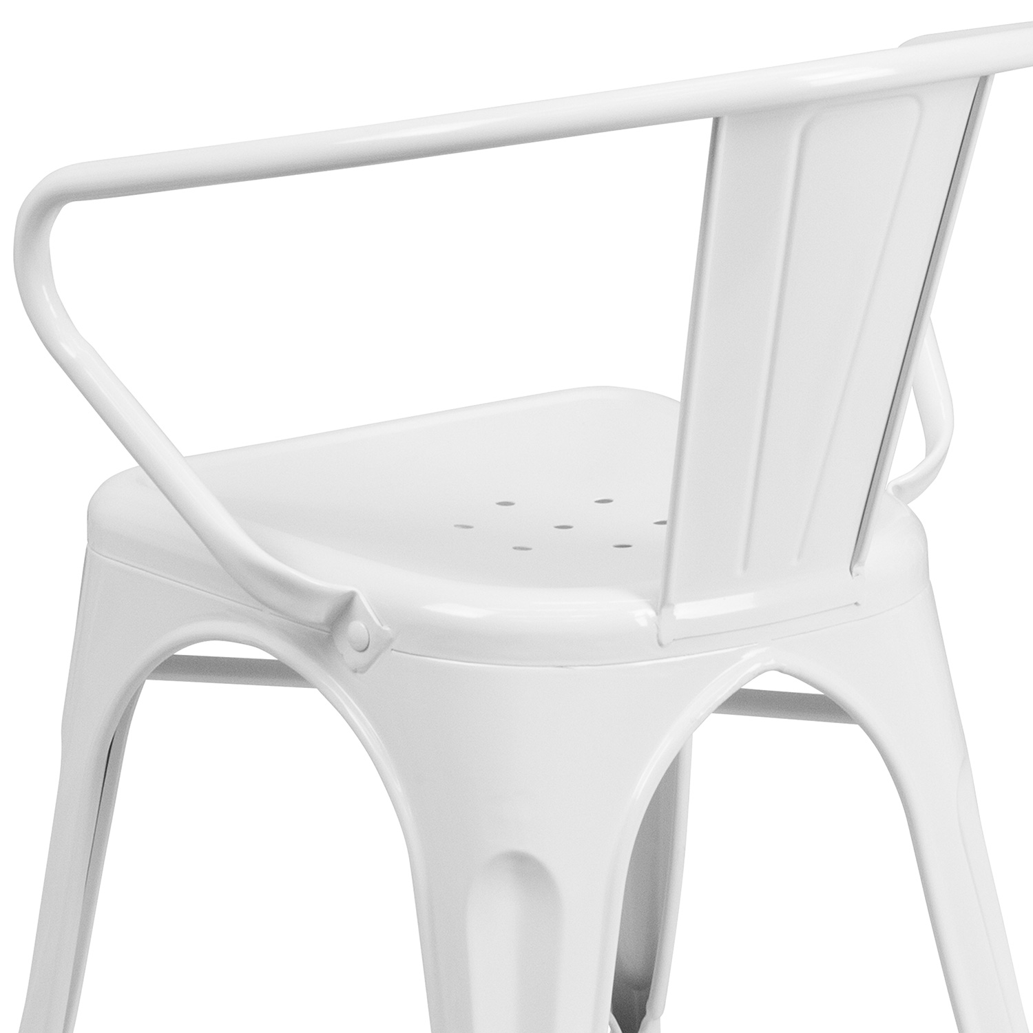 BLNK Luna Commercial Metal Indoor-Outdoor Chair with Arms - White