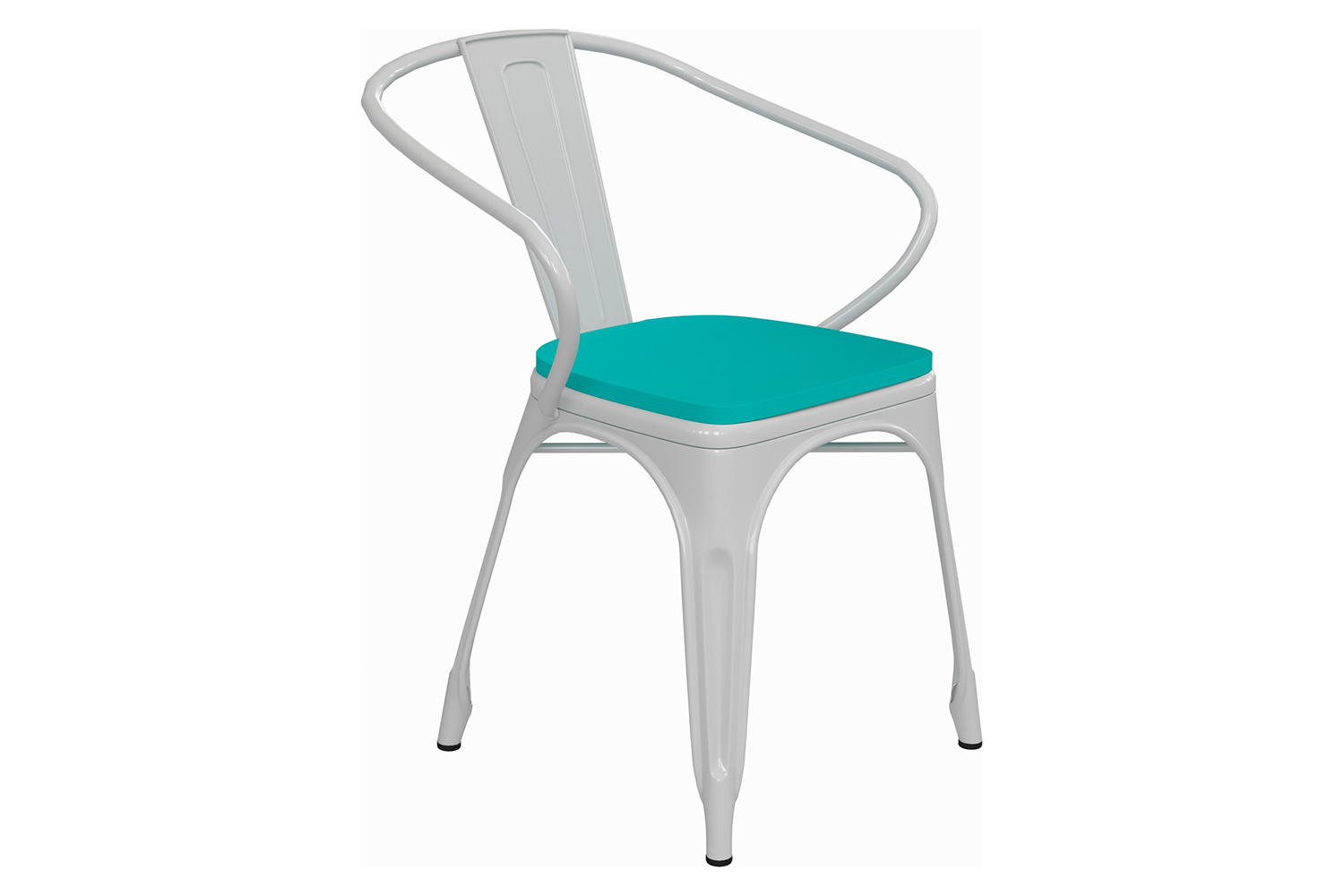 BLNK Luna Commercial Metal Indoor-Outdoor Chair with Arms with Mint Green Poly Resin Wood Seat