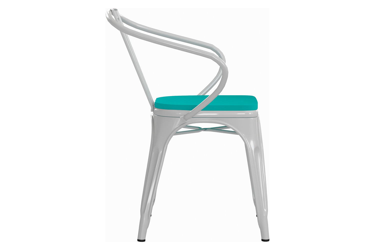 BLNK Luna Commercial Metal Indoor-Outdoor Chair with Arms with Mint Green Poly Resin Wood Seat