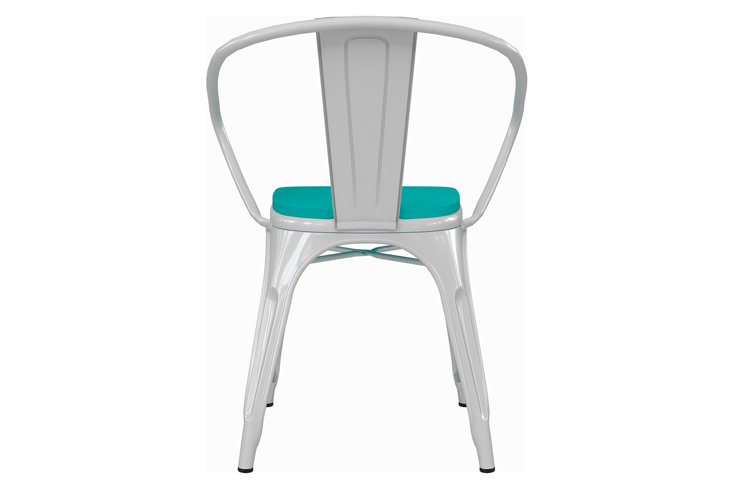 BLNK Luna Commercial Metal Indoor-Outdoor Chair with Arms with Mint Green Poly Resin Wood Seat