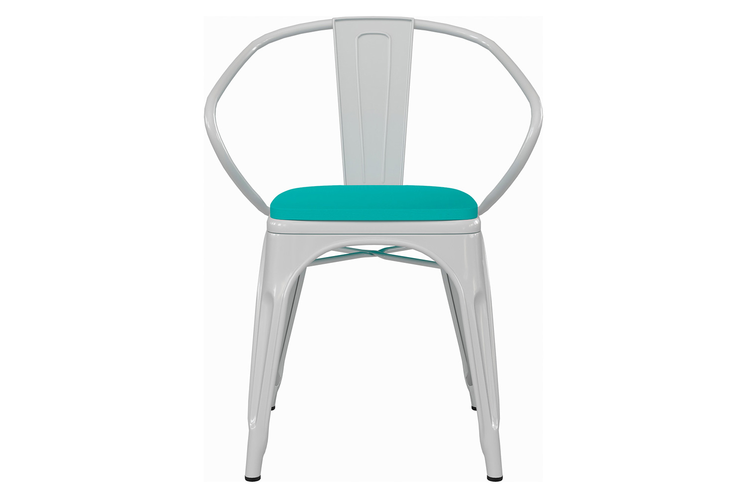 BLNK Luna Commercial Metal Indoor-Outdoor Chair with Arms with Mint Green Poly Resin Wood Seat