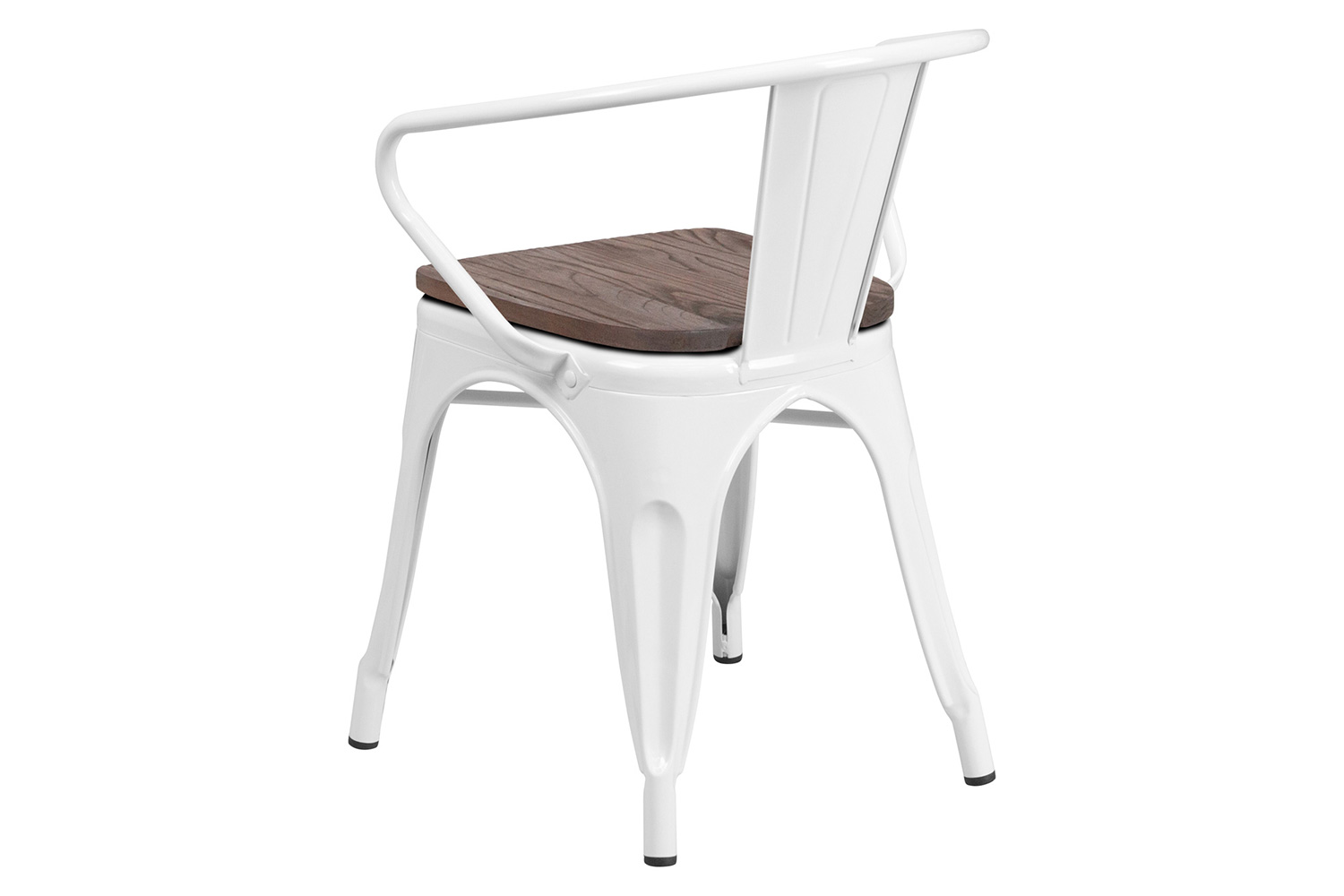 BLNK™ Luna Metal Chair with Wood Seat and Arms - White