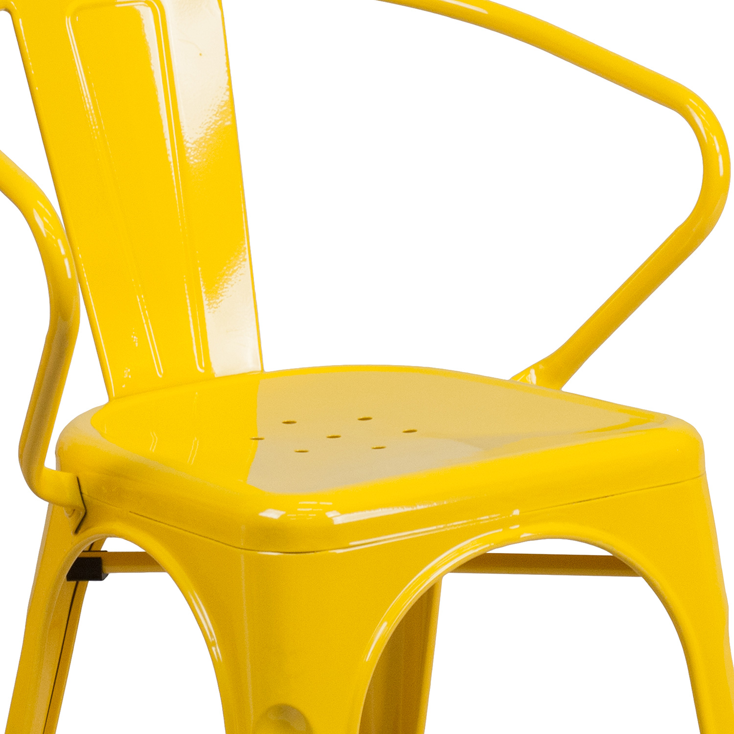 BLNK™ Luna Commercial Metal Indoor-Outdoor Chair with Arms - Yellow