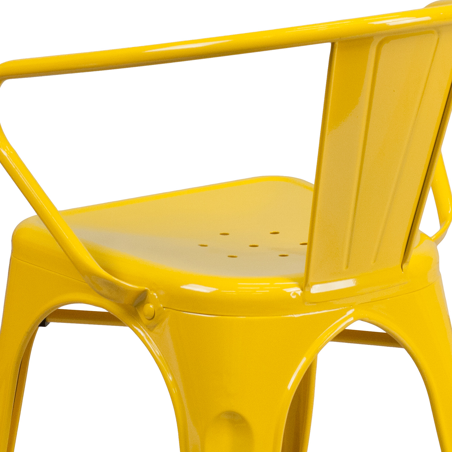 BLNK™ Luna Commercial Metal Indoor-Outdoor Chair with Arms - Yellow