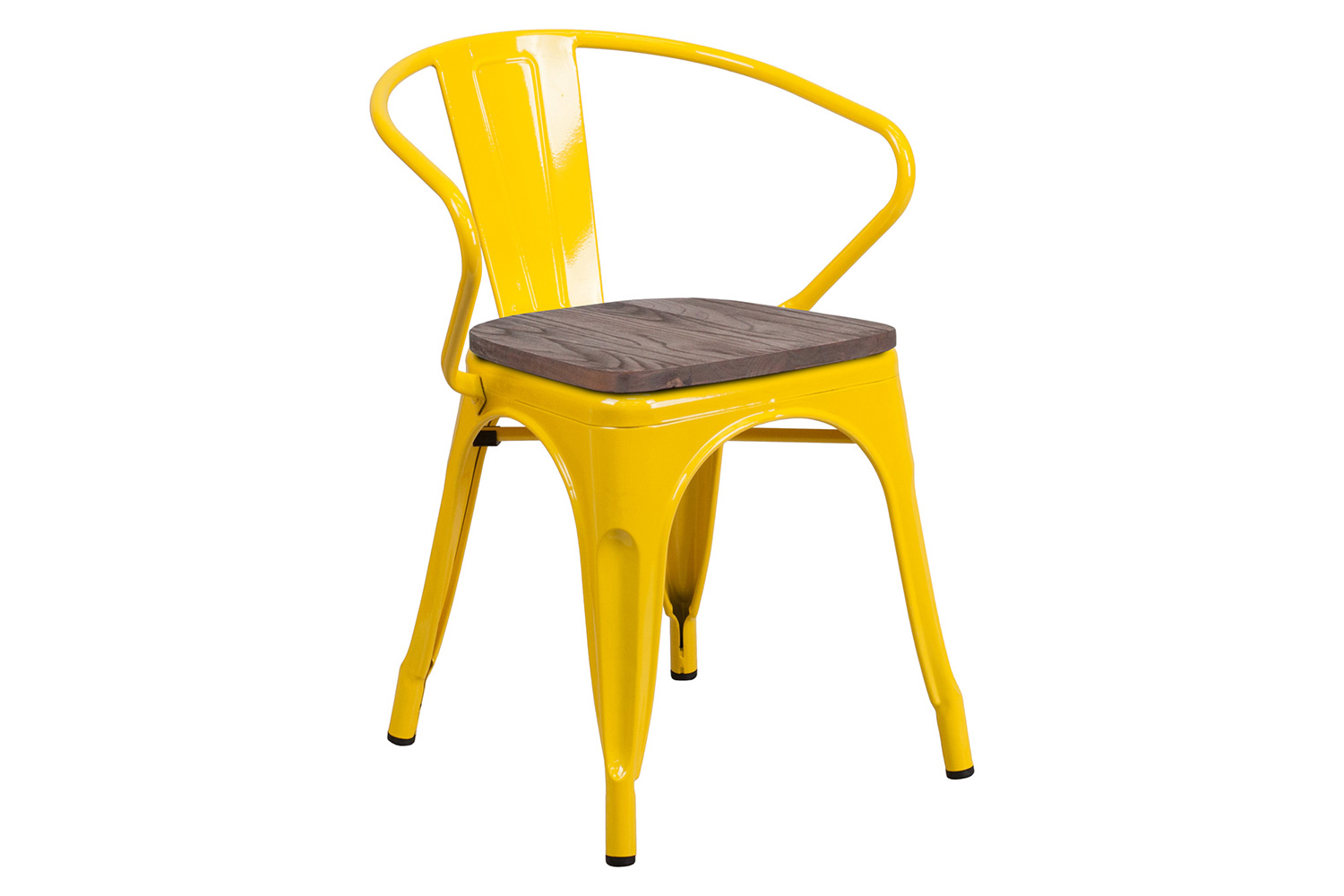 BLNK™ Luna Metal Chair with Wood Seat and Arms - Yellow