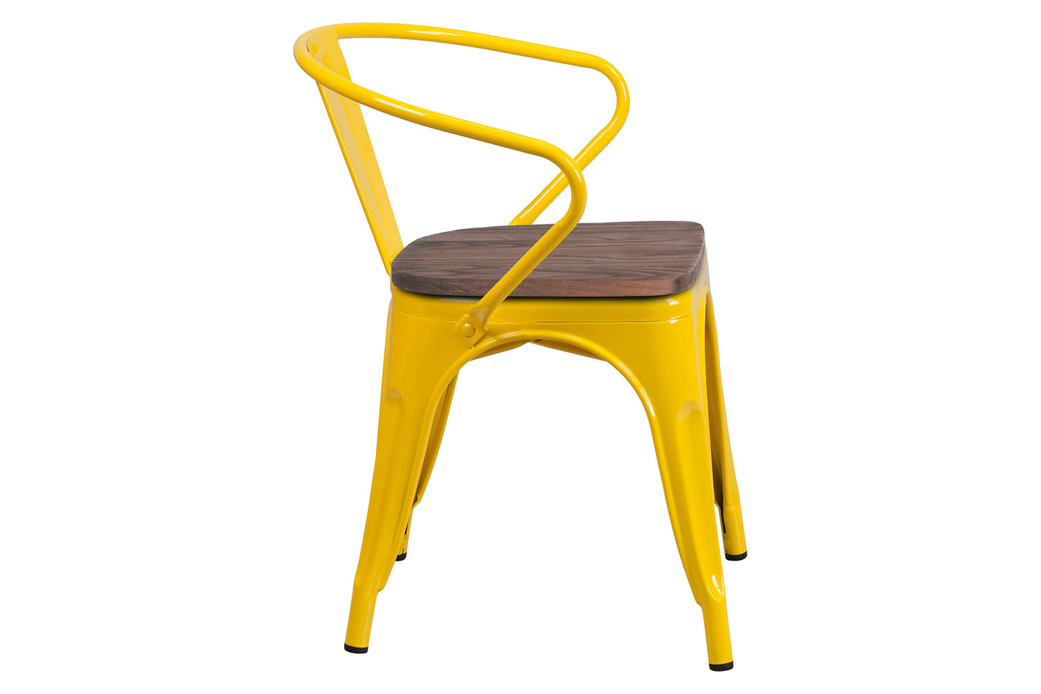 BLNK™ Luna Metal Chair with Wood Seat and Arms - Yellow