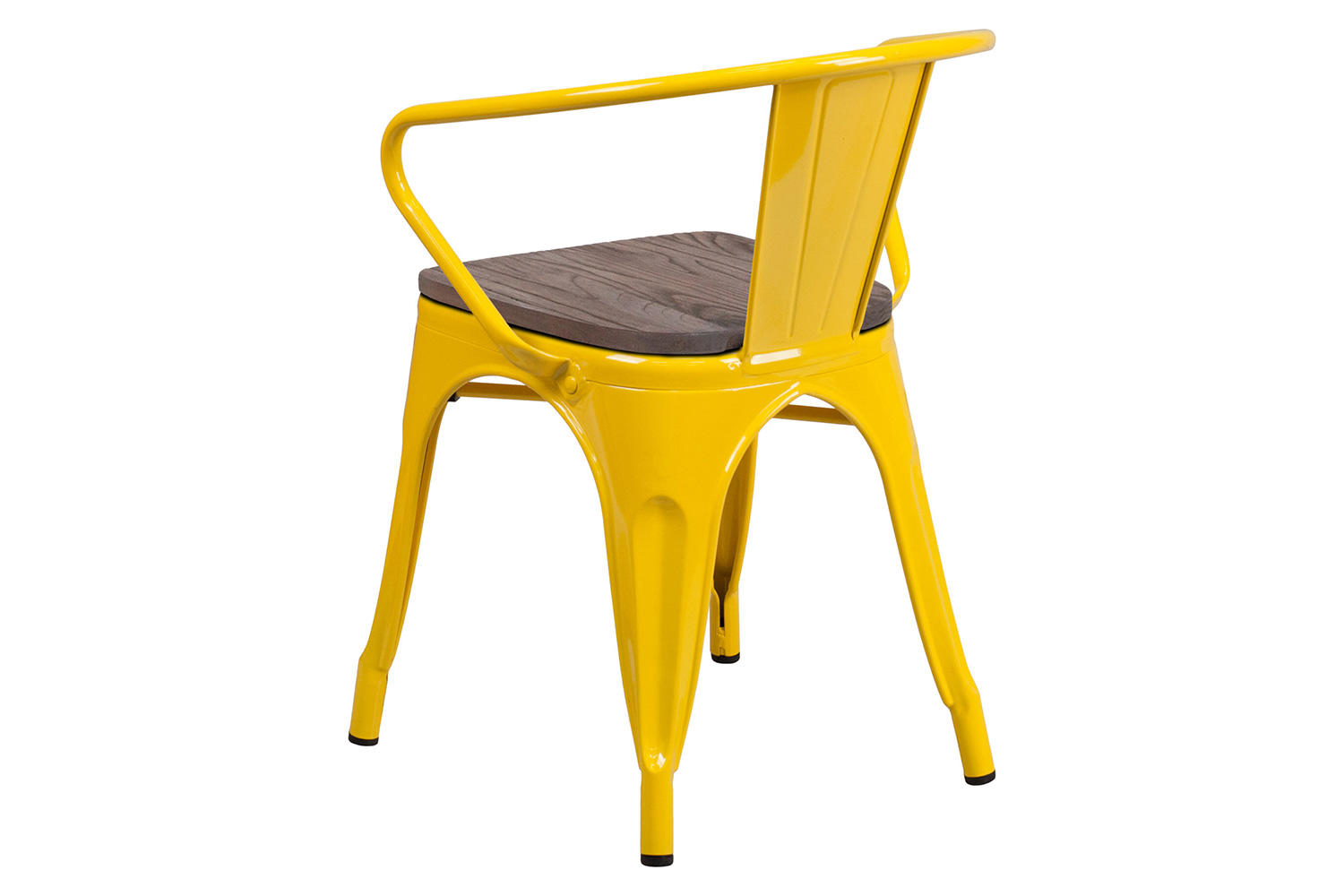 BLNK™ Luna Metal Chair with Wood Seat and Arms - Yellow