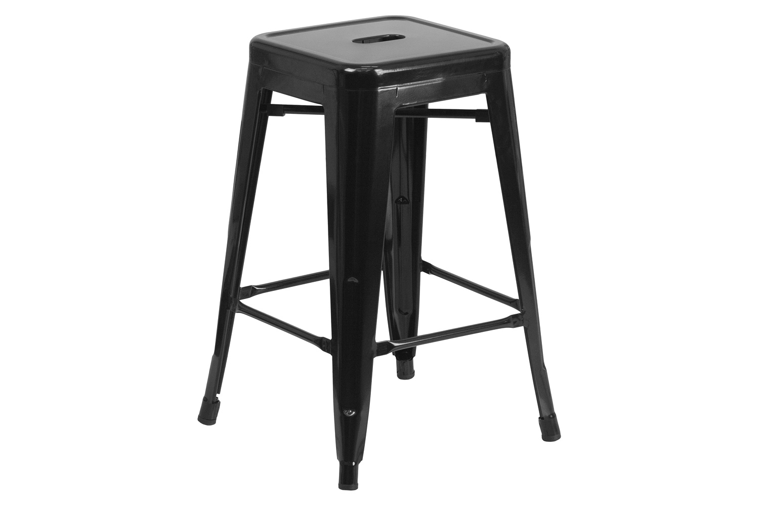 BLNK Kai Commercial Metal Backless Indoor-Outdoor Counter Height Stool with Square Seat