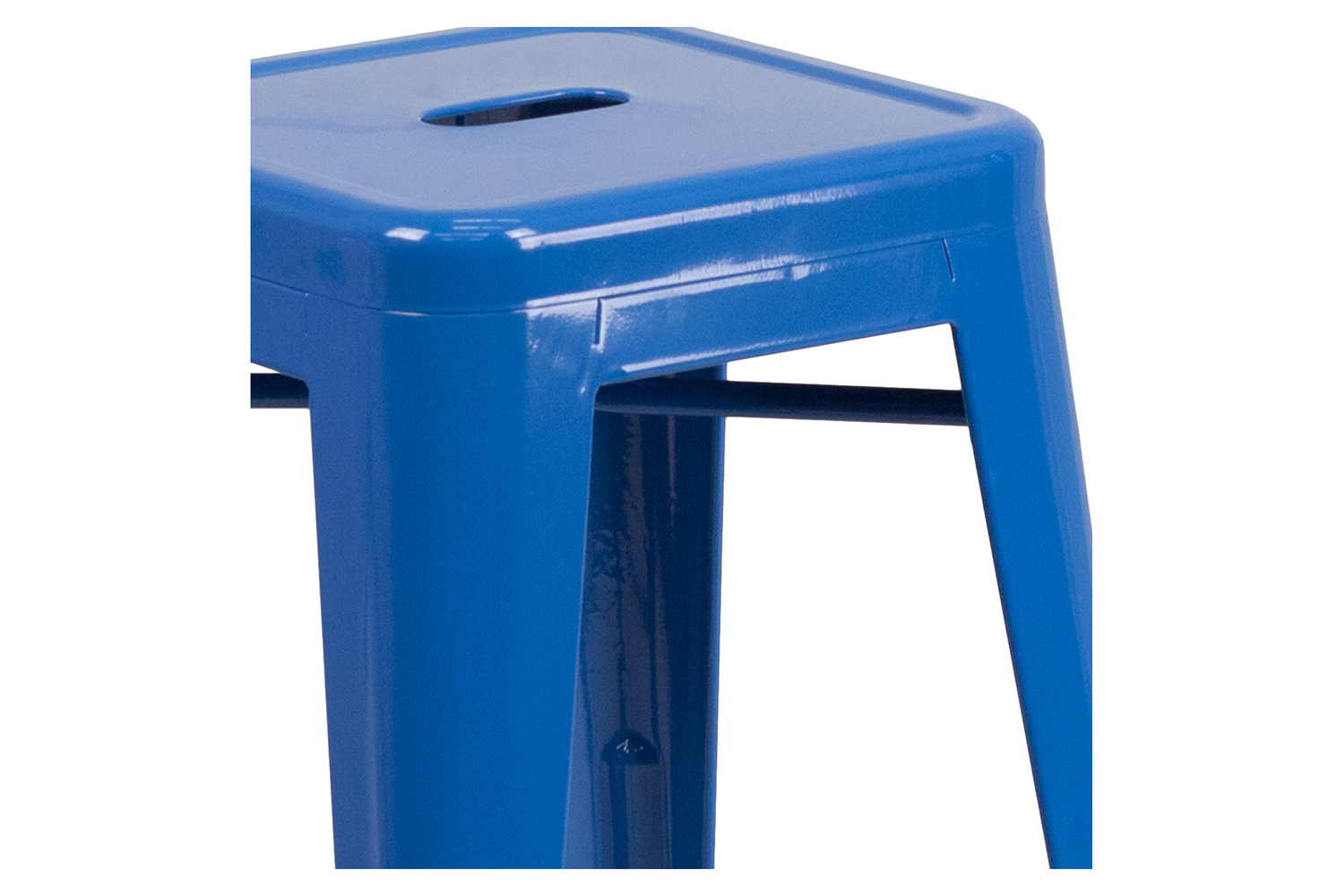 BLNK Kai Commercial Metal Backless Indoor-Outdoor Counter Height Stool with Square Seat - Blue