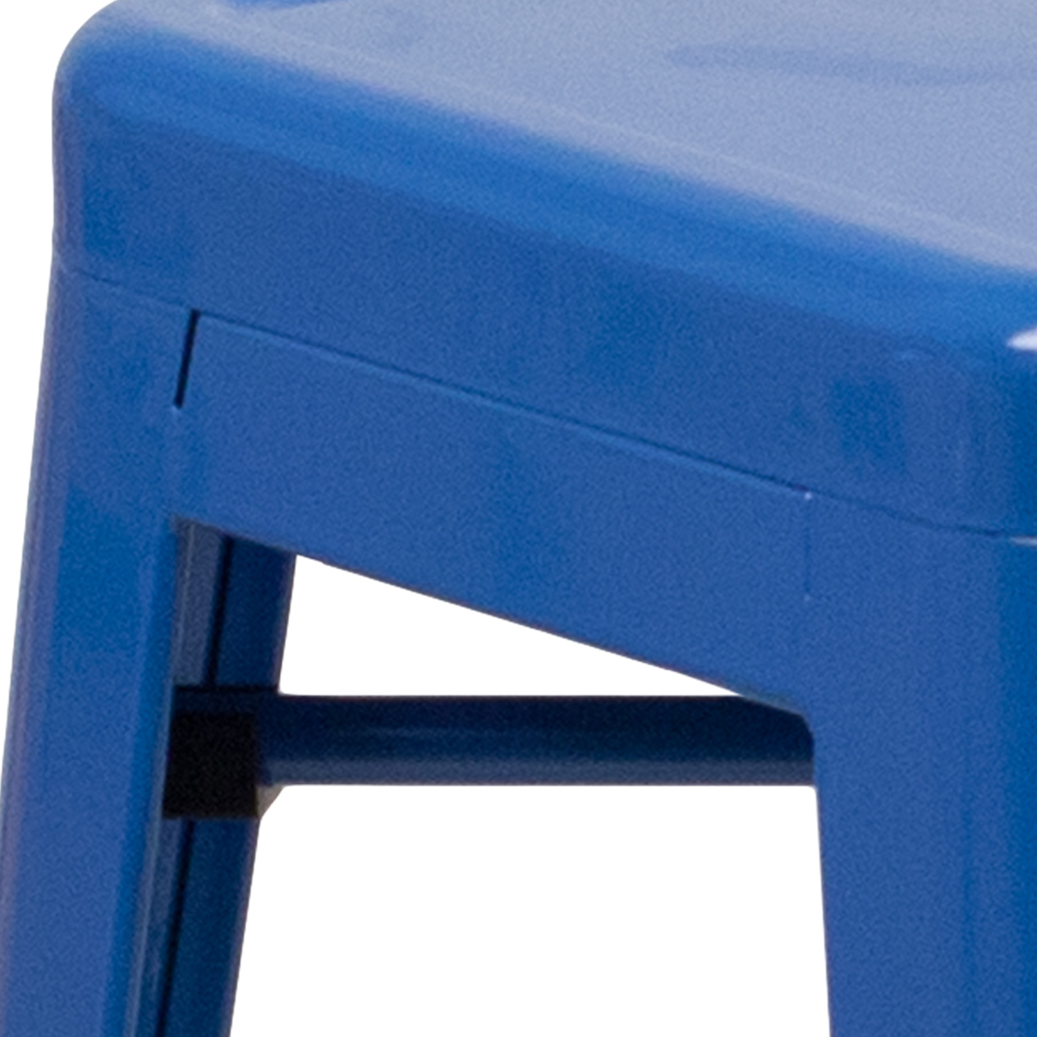 BLNK Kai Commercial Metal Backless Indoor-Outdoor Counter Height Stool with Square Seat - Blue