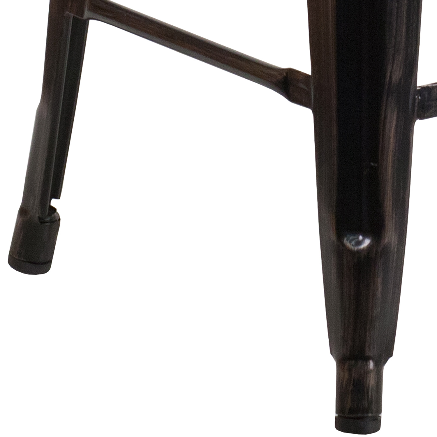 BLNK Kai Commercial Metal Backless Indoor-Outdoor Counter Height Stool with Square Seat - Black/Antique Gold