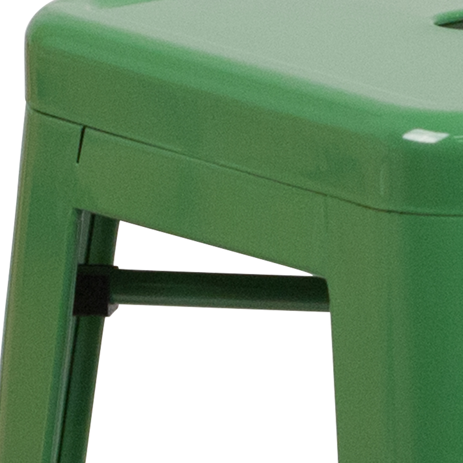 BLNK Kai Commercial Metal Backless Indoor-Outdoor Counter Height Stool with Square Seat - Green