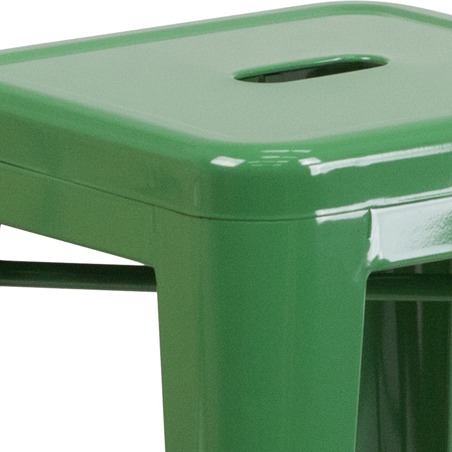 BLNK Kai Commercial Metal Backless Indoor-Outdoor Counter Height Stool with Square Seat - Green