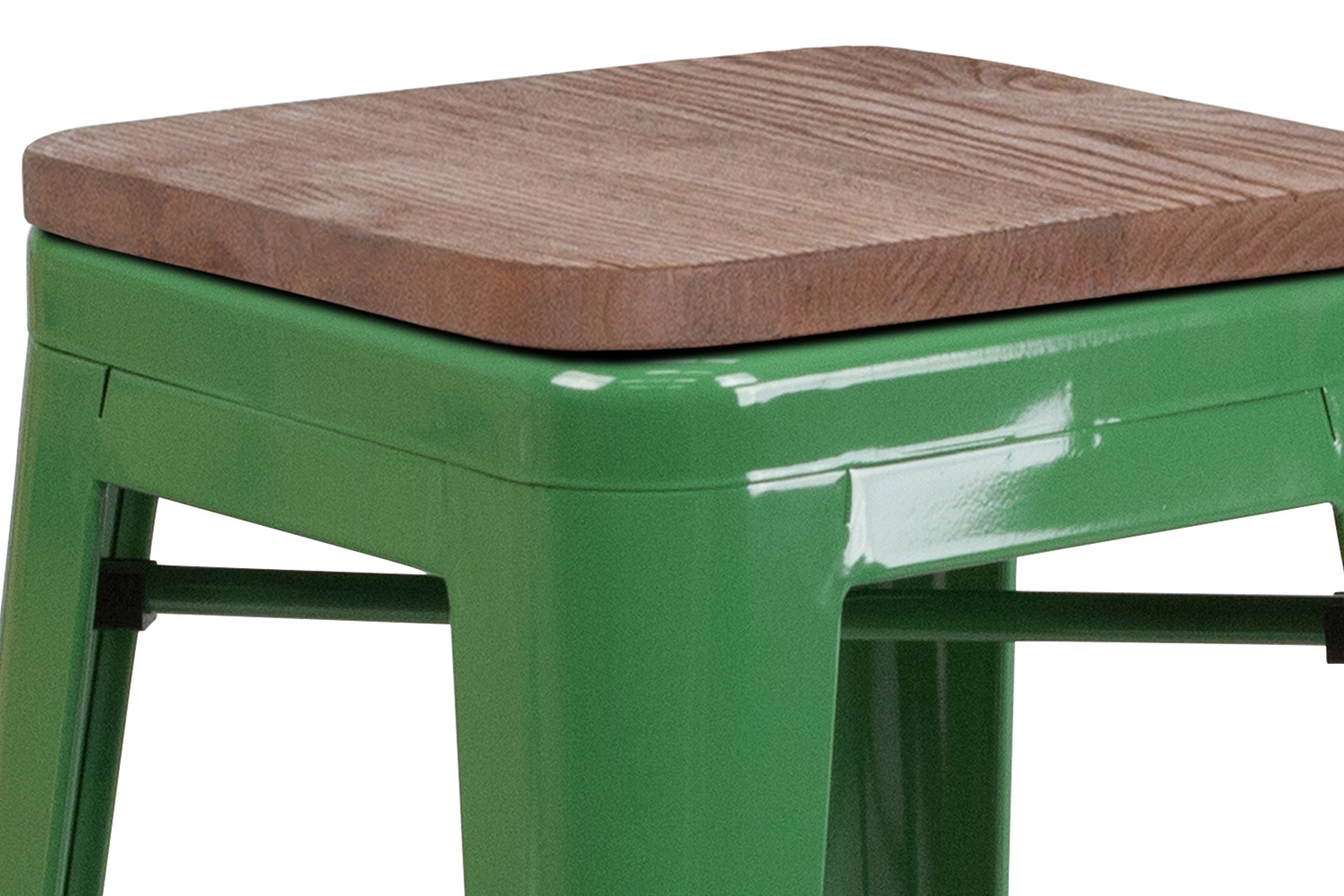 BLNK Lily Metal Backless Counter Height Stool with Square Wood Seat - Green