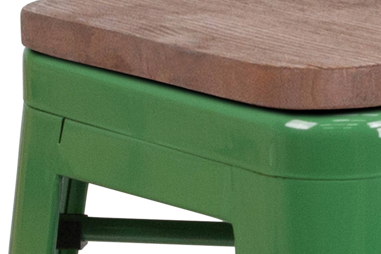 BLNK Lily Metal Backless Counter Height Stool with Square Wood Seat - Green