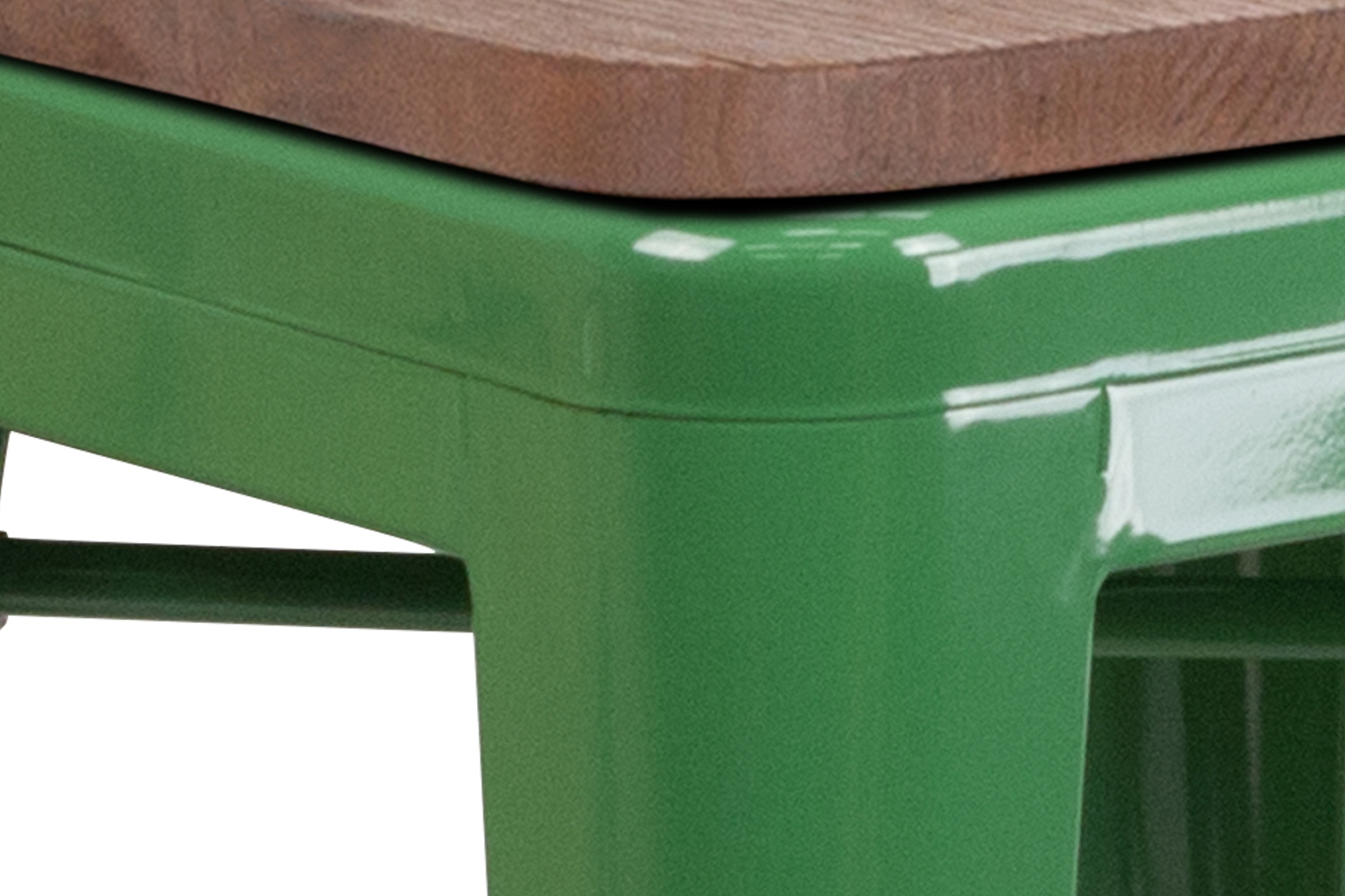 BLNK Lily Metal Backless Counter Height Stool with Square Wood Seat - Green