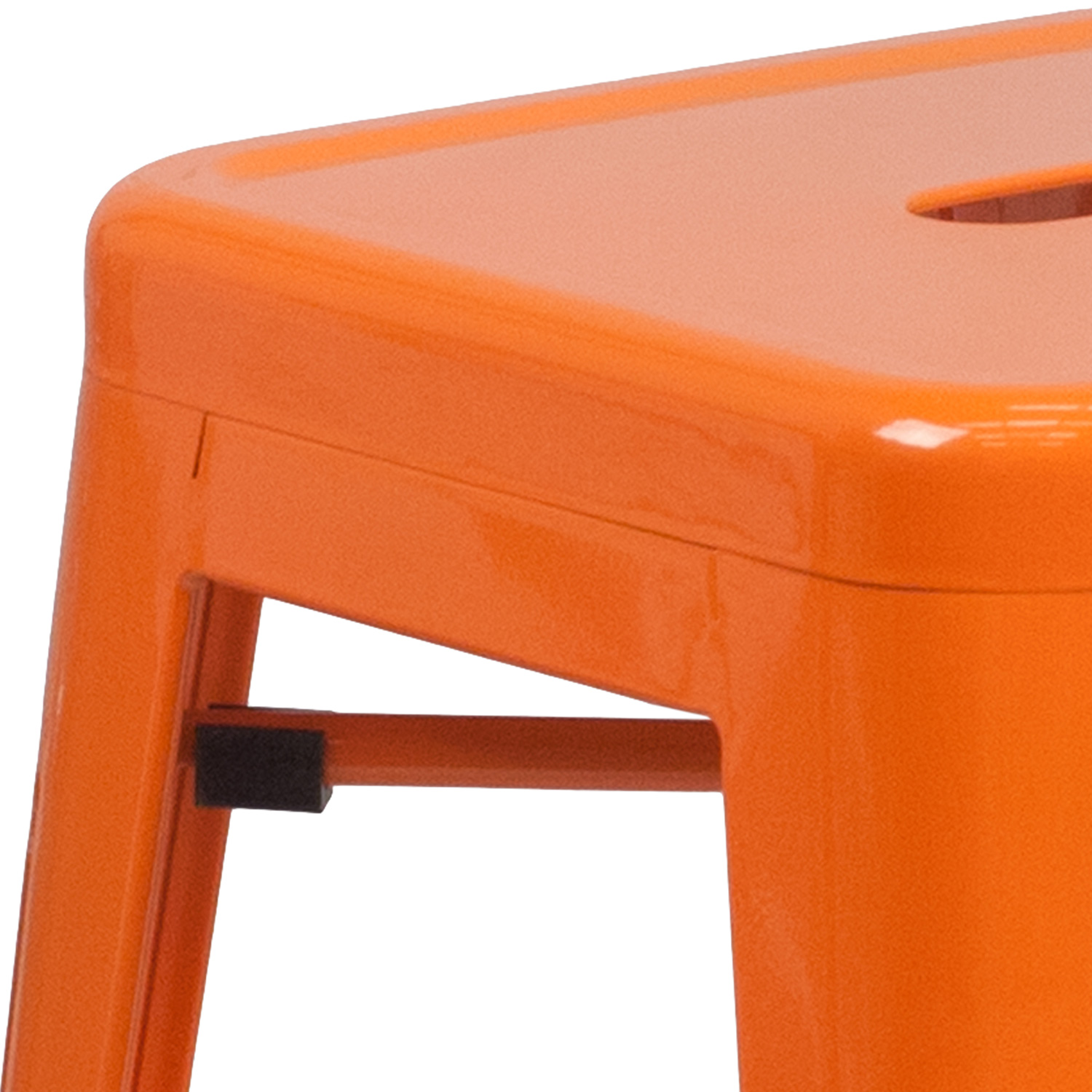 BLNK Kai Commercial Metal Backless Indoor-Outdoor Counter Height Stool with Square Seat - Orange