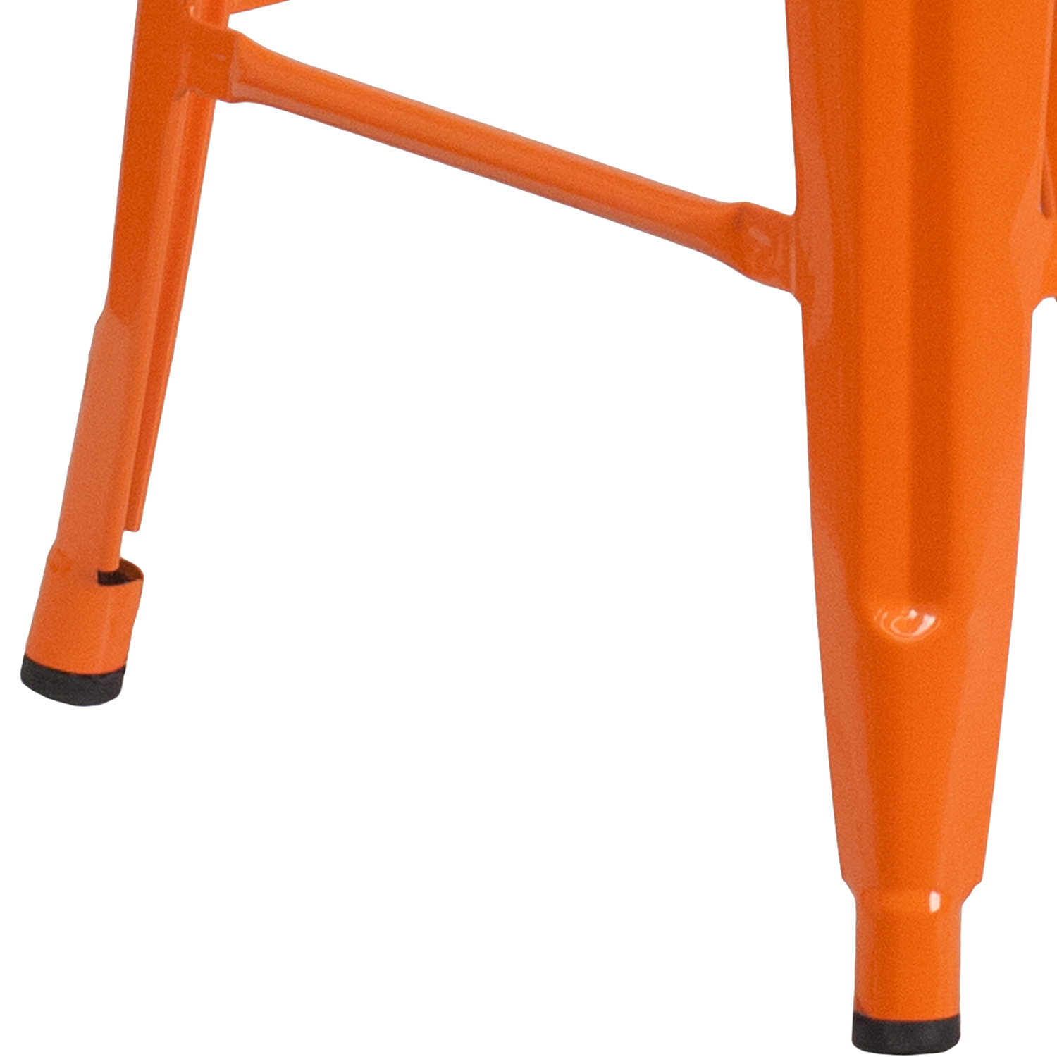 BLNK Kai Commercial Metal Backless Indoor-Outdoor Counter Height Stool with Square Seat - Orange