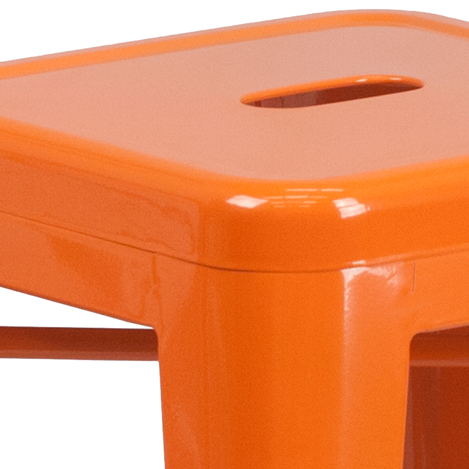 BLNK Kai Commercial Metal Backless Indoor-Outdoor Counter Height Stool with Square Seat - Orange