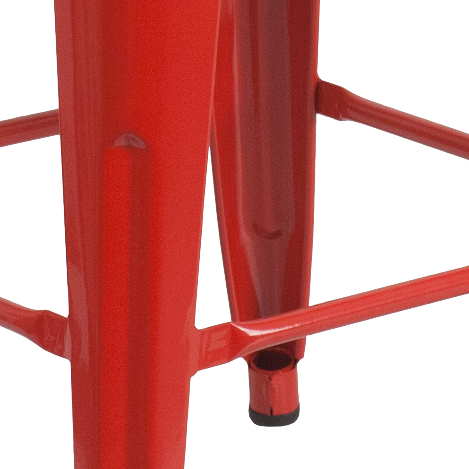 BLNK Kai Commercial Metal Backless Indoor-Outdoor Counter Height Stool with Square Seat - Red