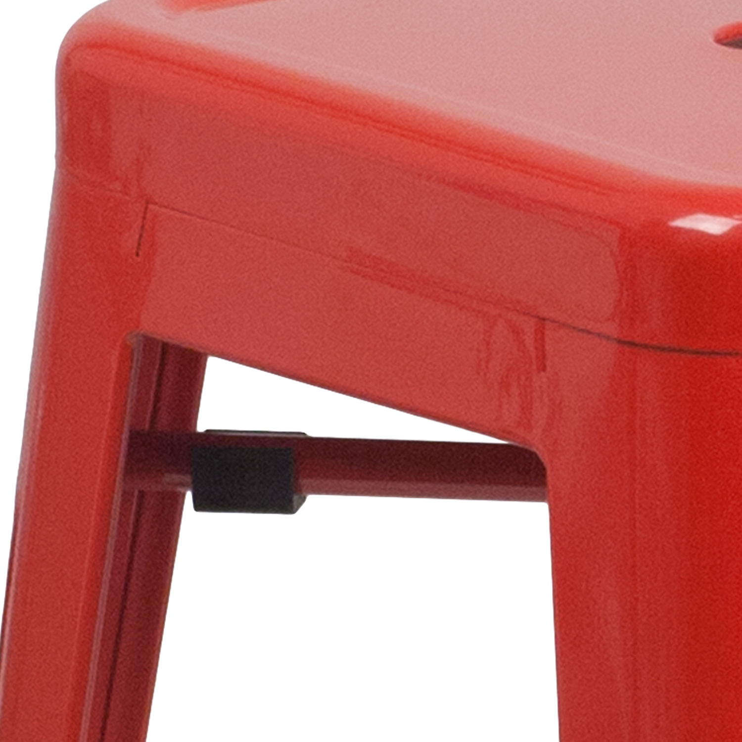 BLNK Kai Commercial Metal Backless Indoor-Outdoor Counter Height Stool with Square Seat - Red