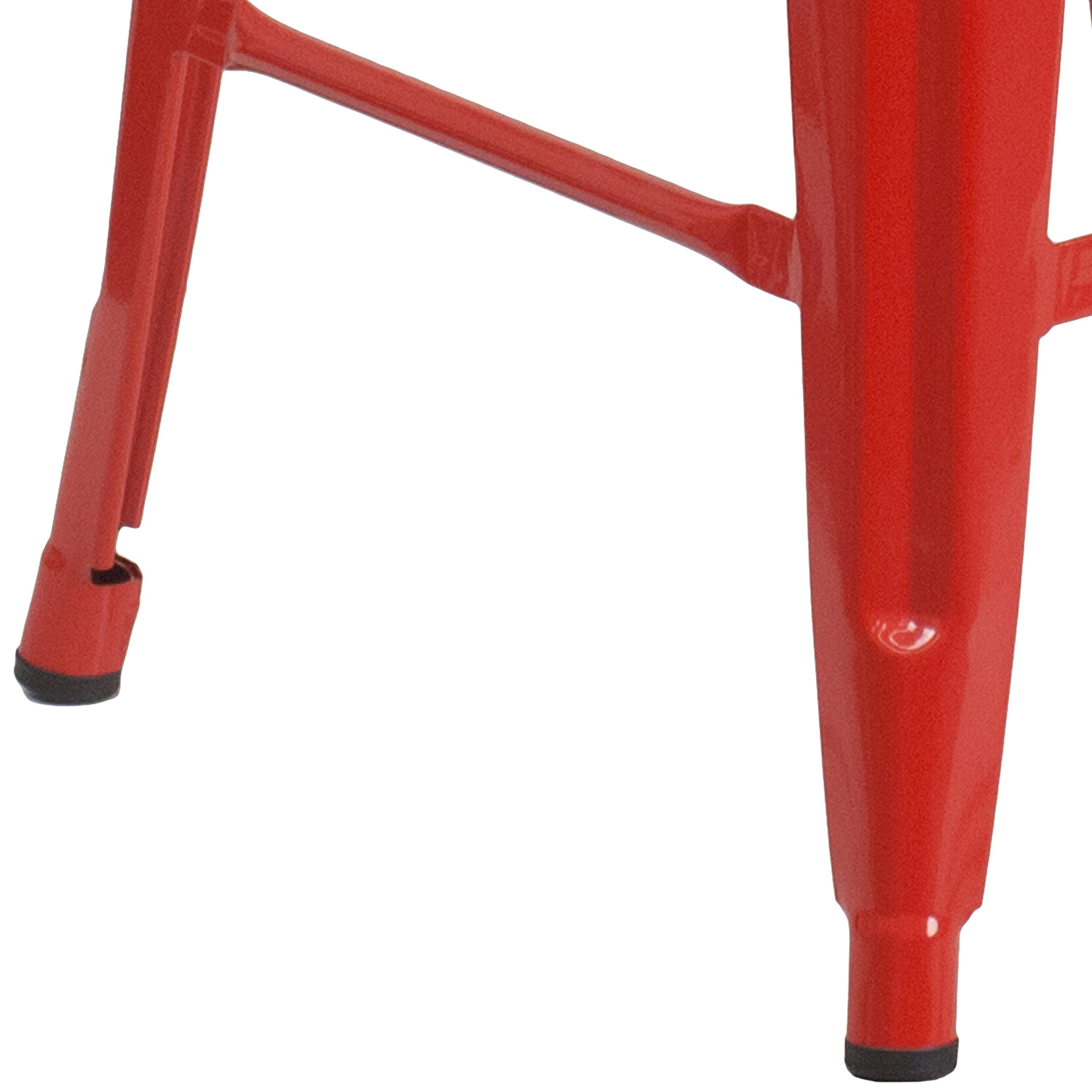 BLNK Kai Commercial Metal Backless Indoor-Outdoor Counter Height Stool with Square Seat - Red