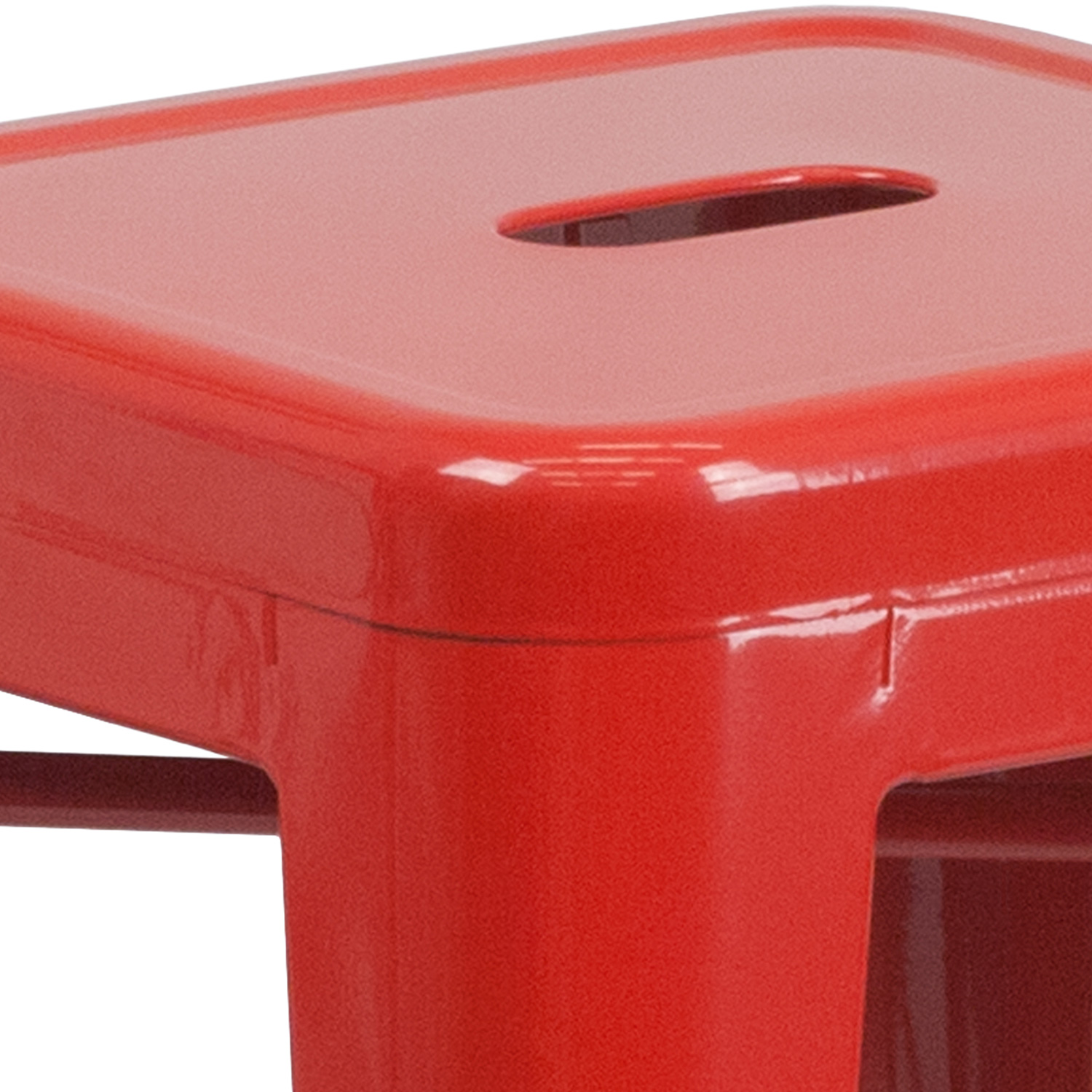 BLNK Kai Commercial Metal Backless Indoor-Outdoor Counter Height Stool with Square Seat - Red