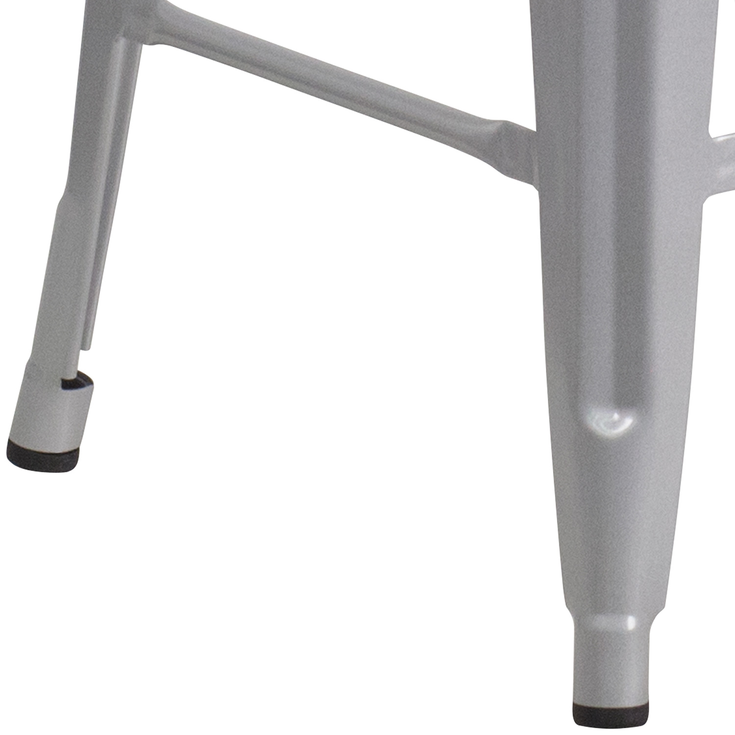 BLNK Kai Commercial Metal Backless Indoor-Outdoor Counter Height Stool with Square Seat - Silver