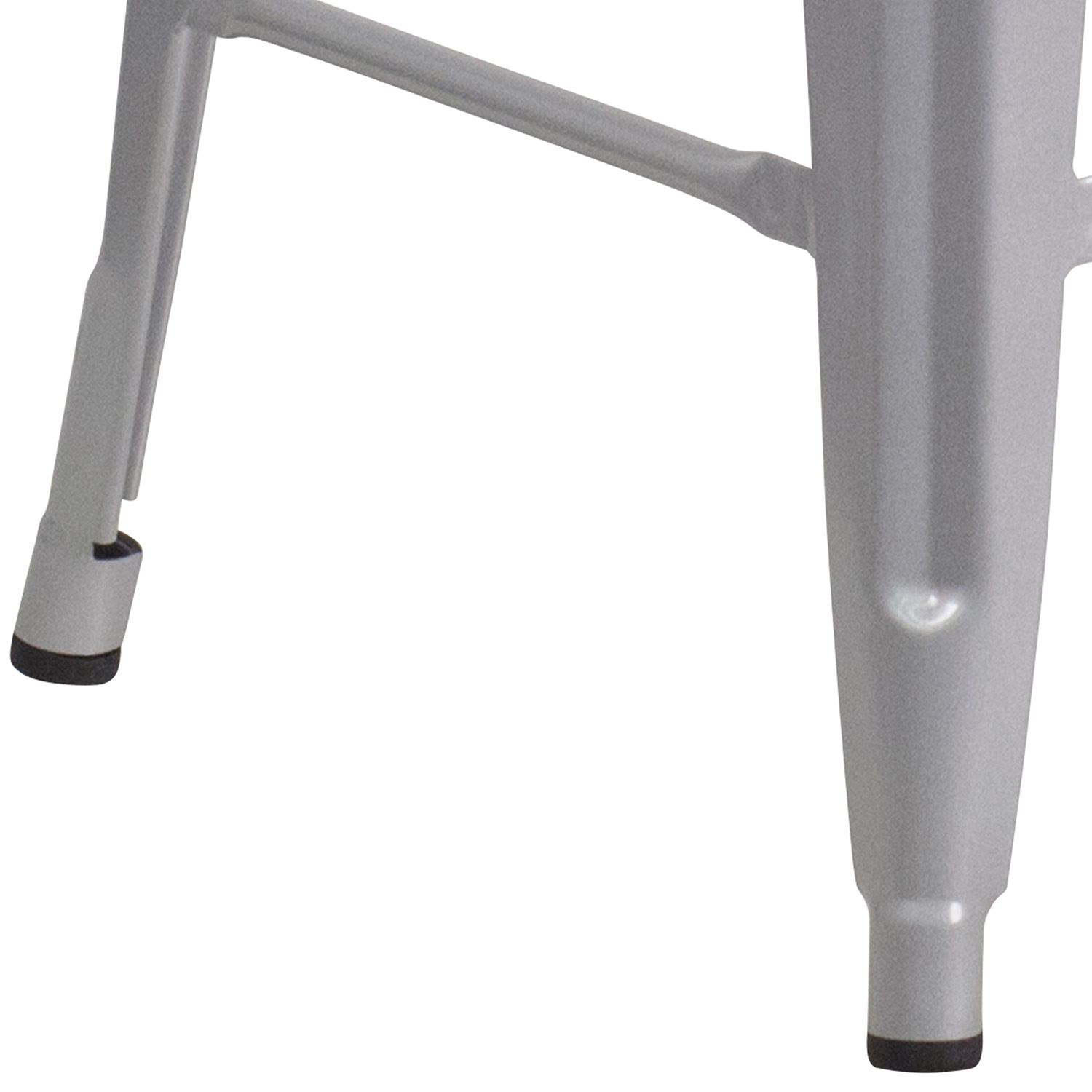 BLNK Lily Metal Backless Counter Height Stool with Square Wood Seat - Silver