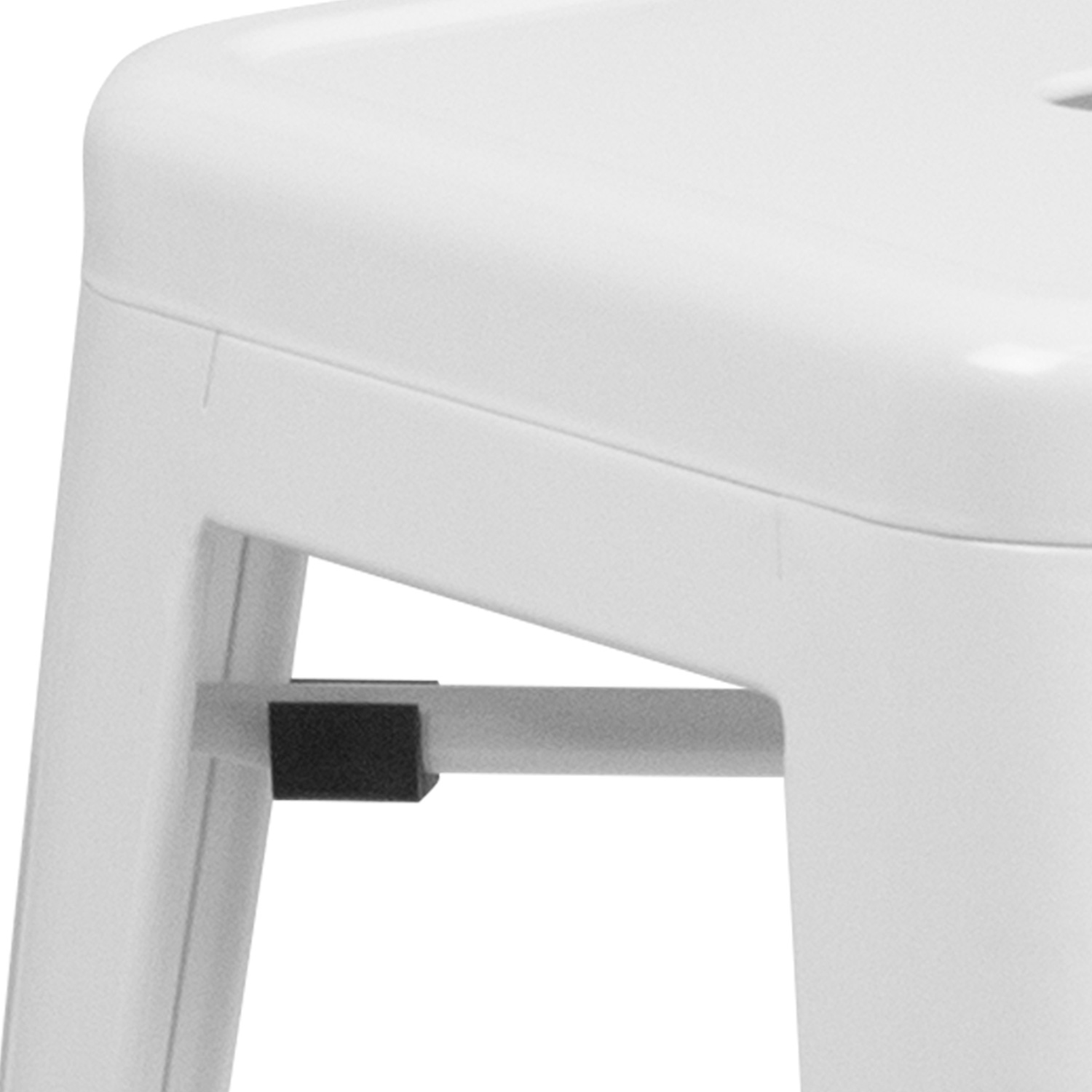 BLNK Kai Commercial Metal Backless Indoor-Outdoor Counter Height Stool with Square Seat - White