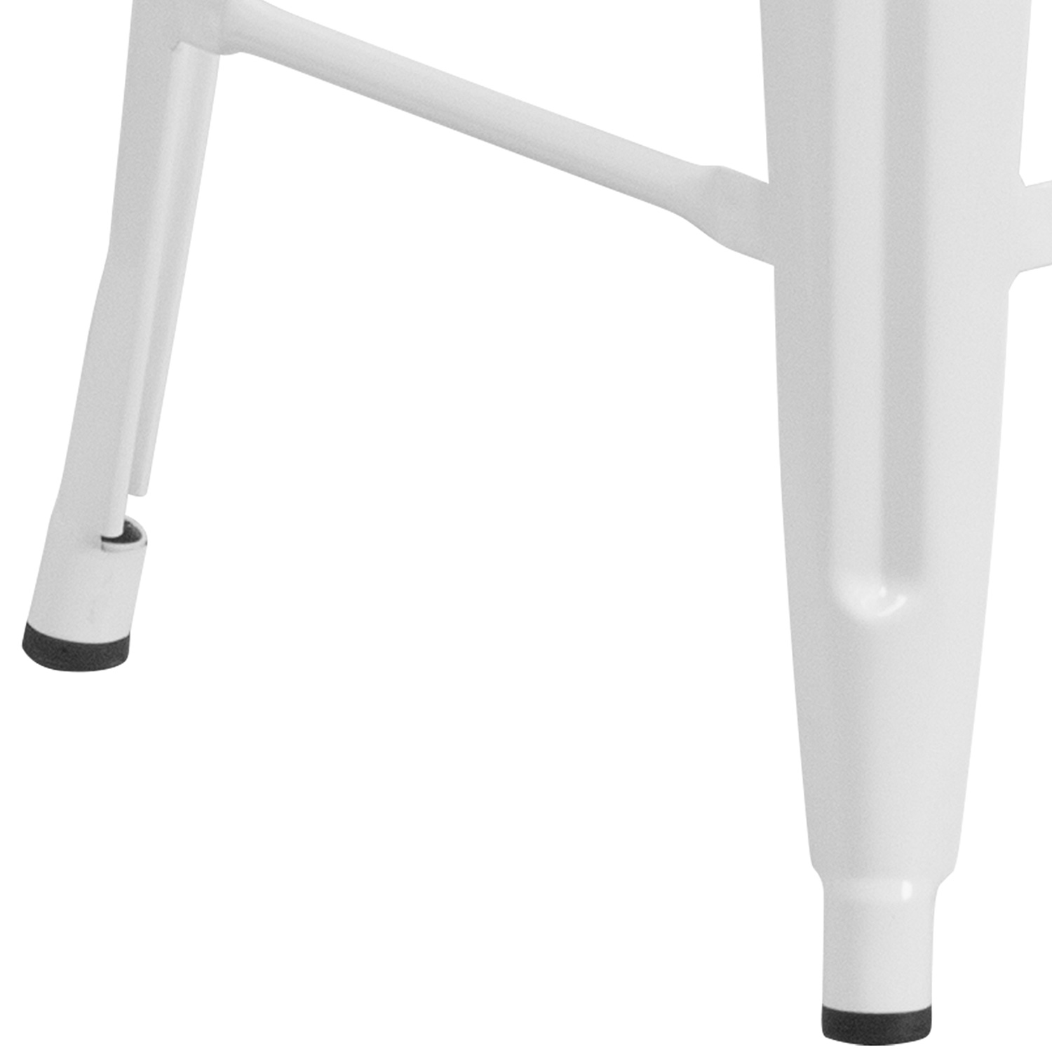 BLNK Kai Commercial Metal Backless Indoor-Outdoor Counter Height Stool with Square Seat - White