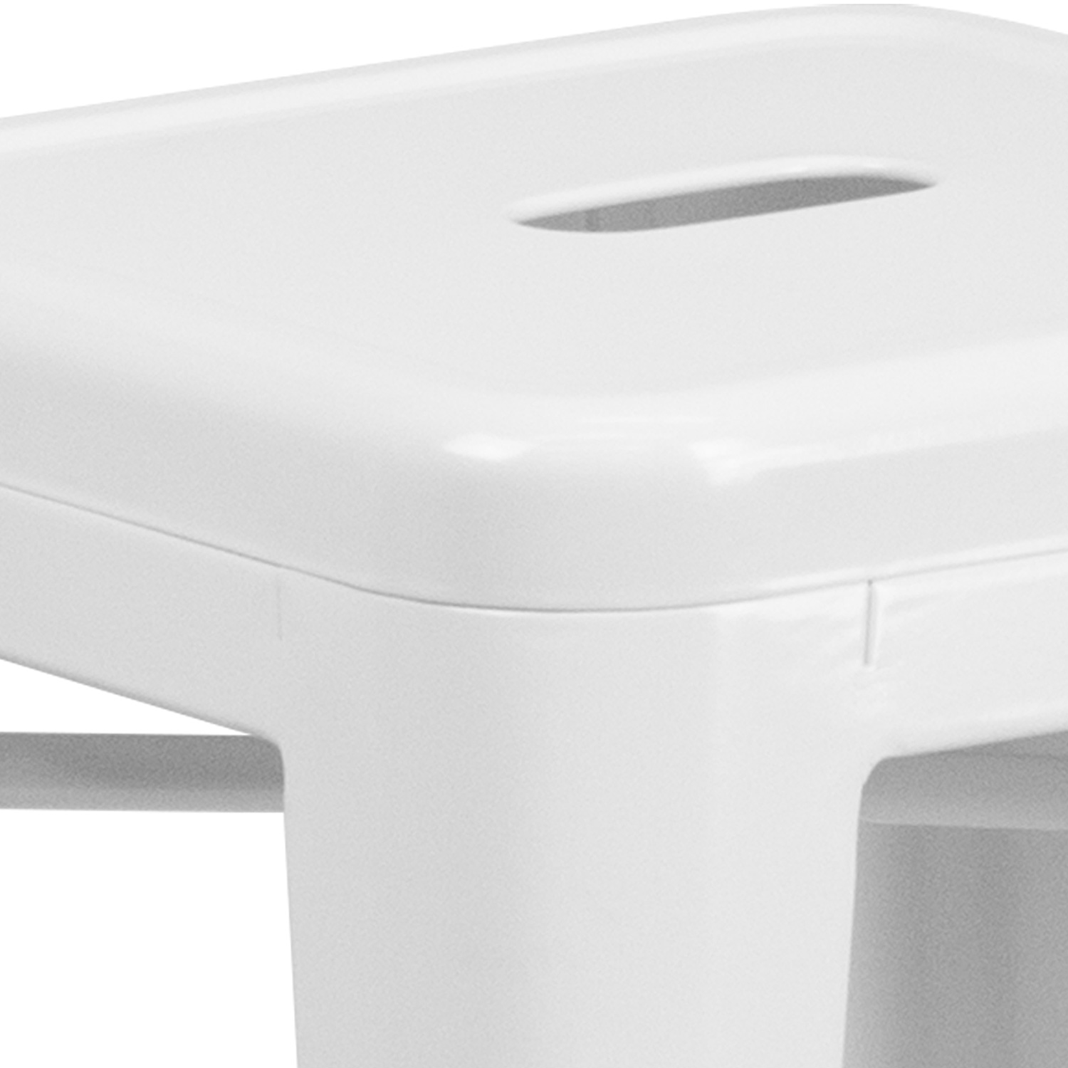 BLNK Kai Commercial Metal Backless Indoor-Outdoor Counter Height Stool with Square Seat - White