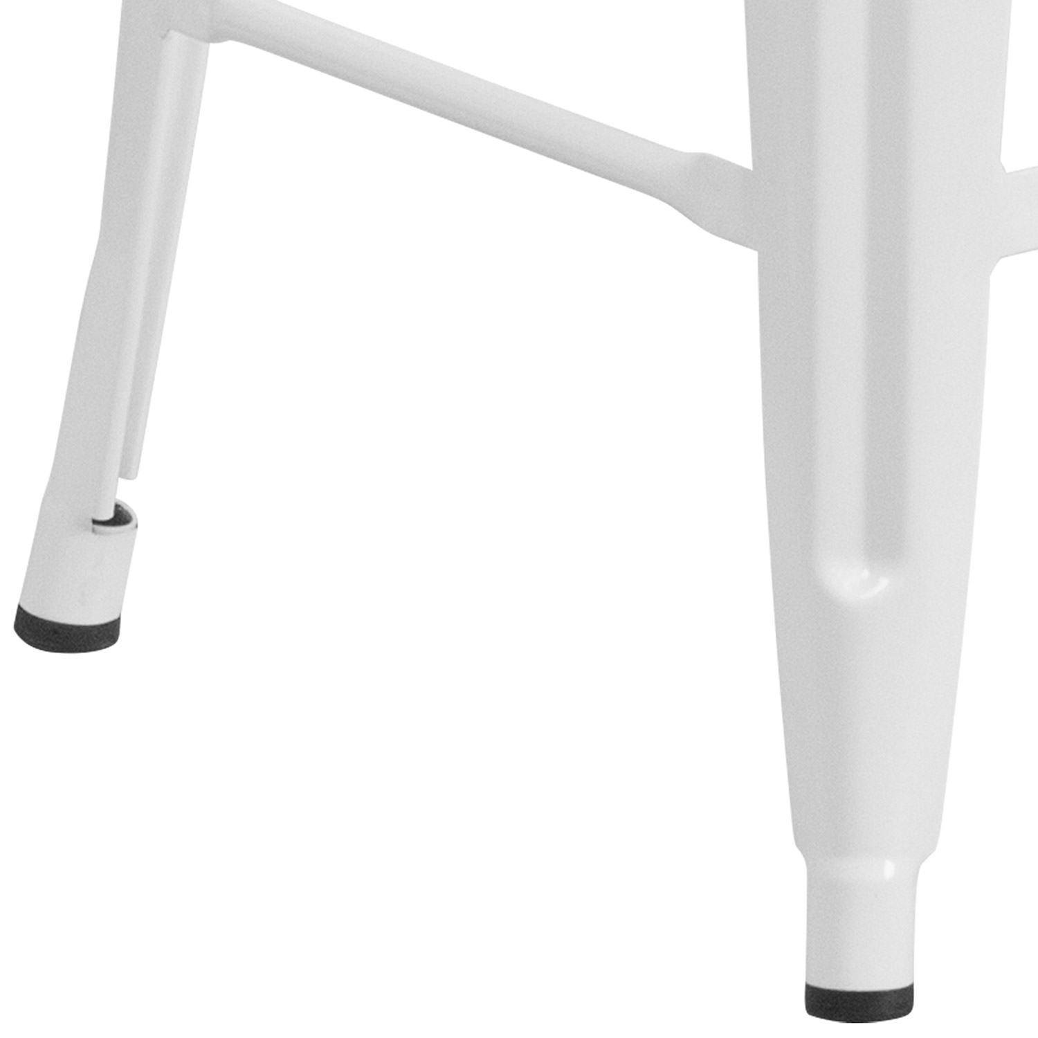 BLNK Lily Metal Backless Counter Height Stool with Square Wood Seat - White