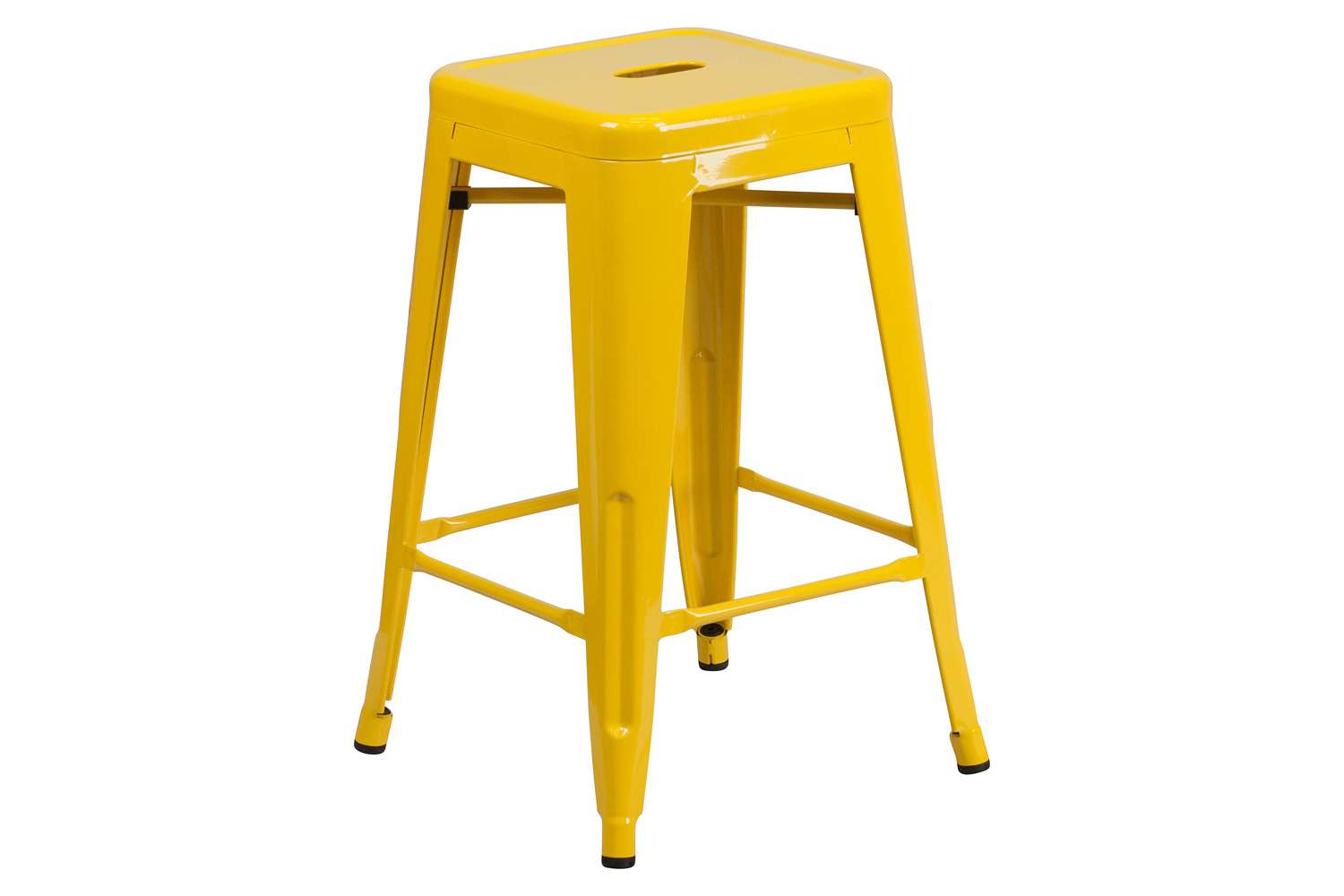 BLNK Kai Commercial Metal Backless Indoor-Outdoor Counter Height Stool with Square Seat - Yellow