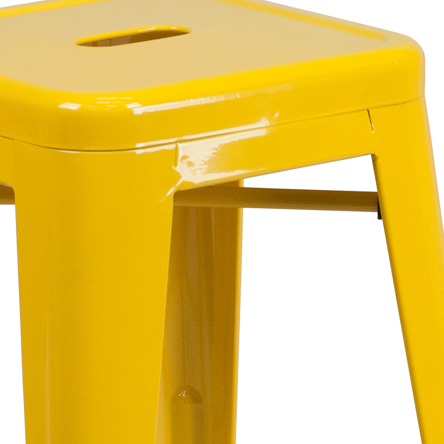 BLNK Kai Commercial Metal Backless Indoor-Outdoor Counter Height Stool with Square Seat - Yellow