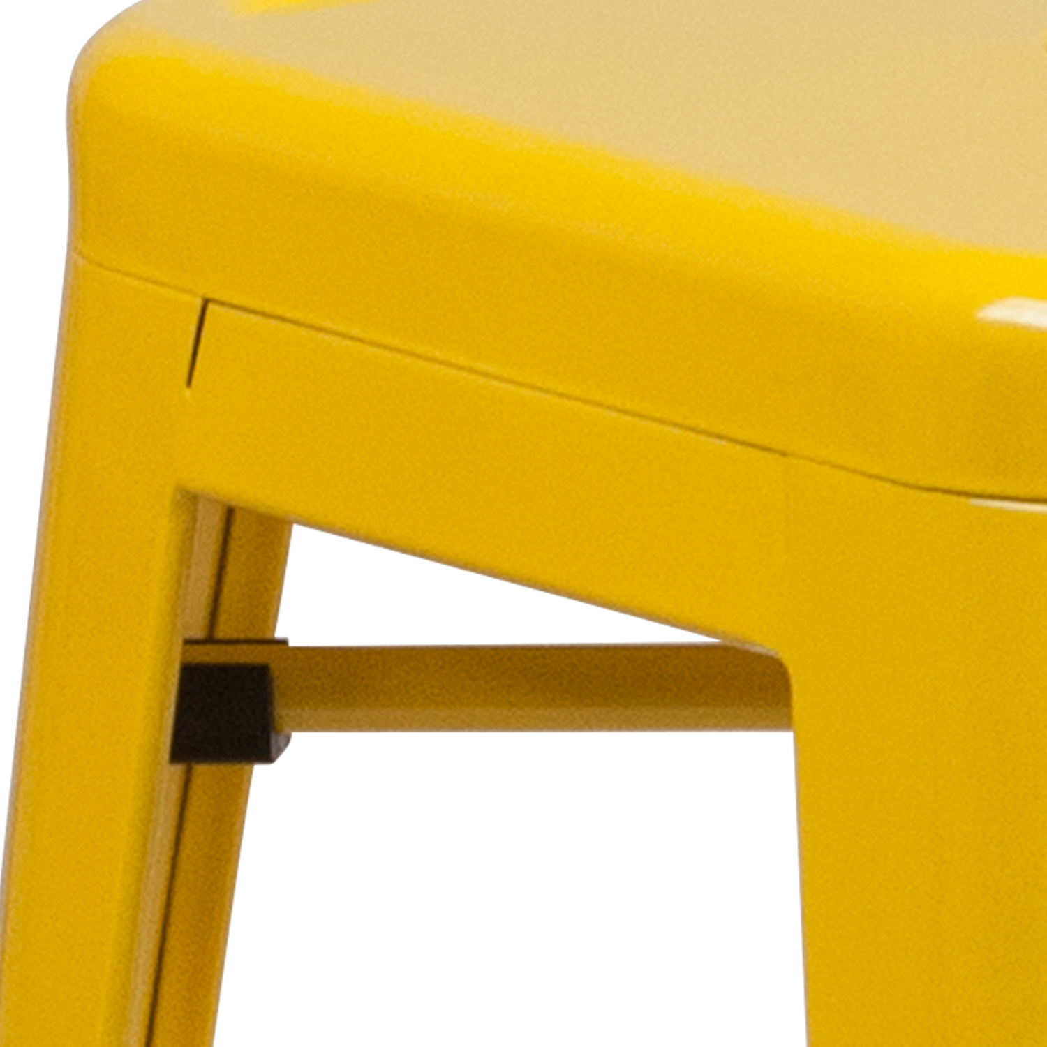 BLNK Kai Commercial Metal Backless Indoor-Outdoor Counter Height Stool with Square Seat - Yellow