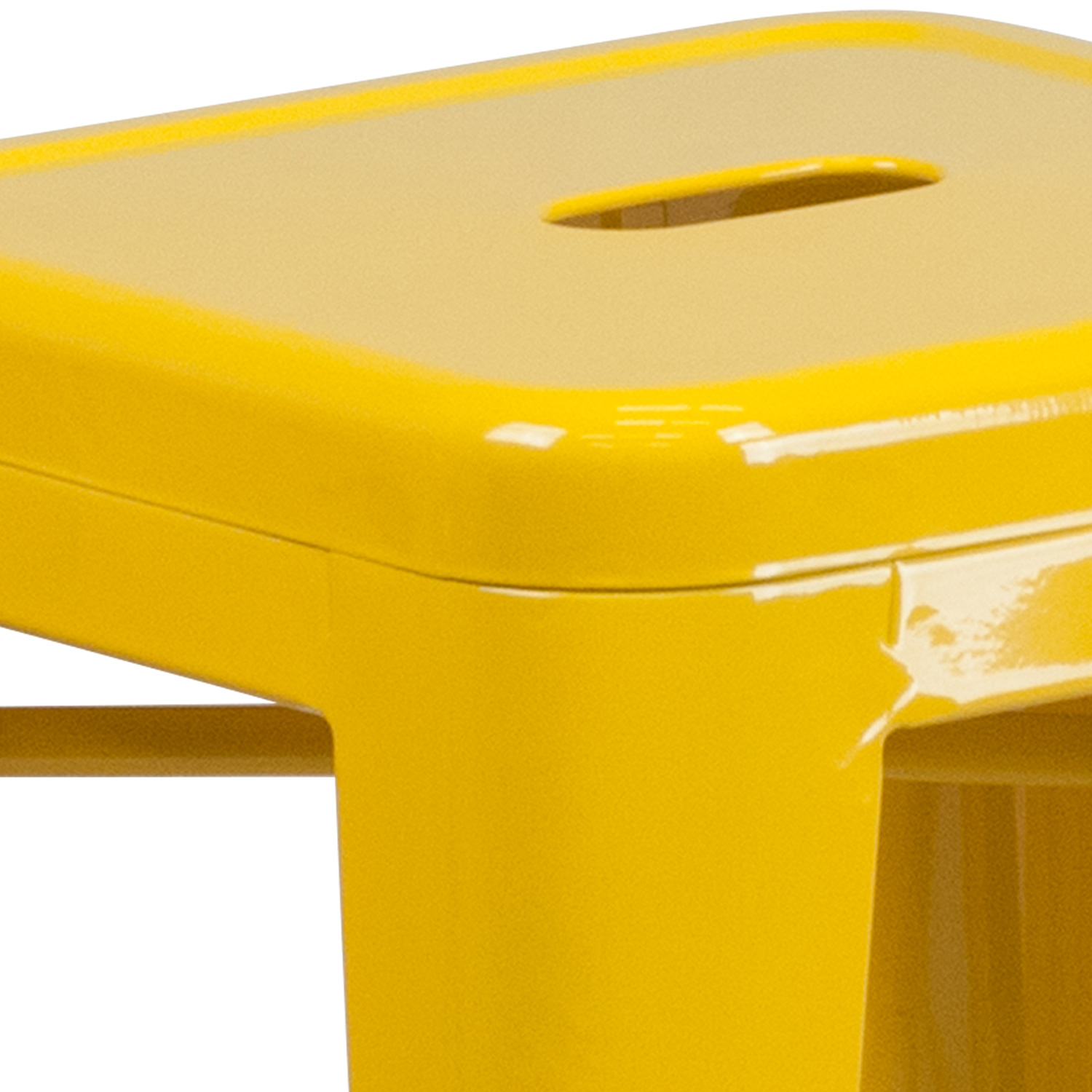 BLNK Kai Commercial Metal Backless Indoor-Outdoor Counter Height Stool with Square Seat - Yellow