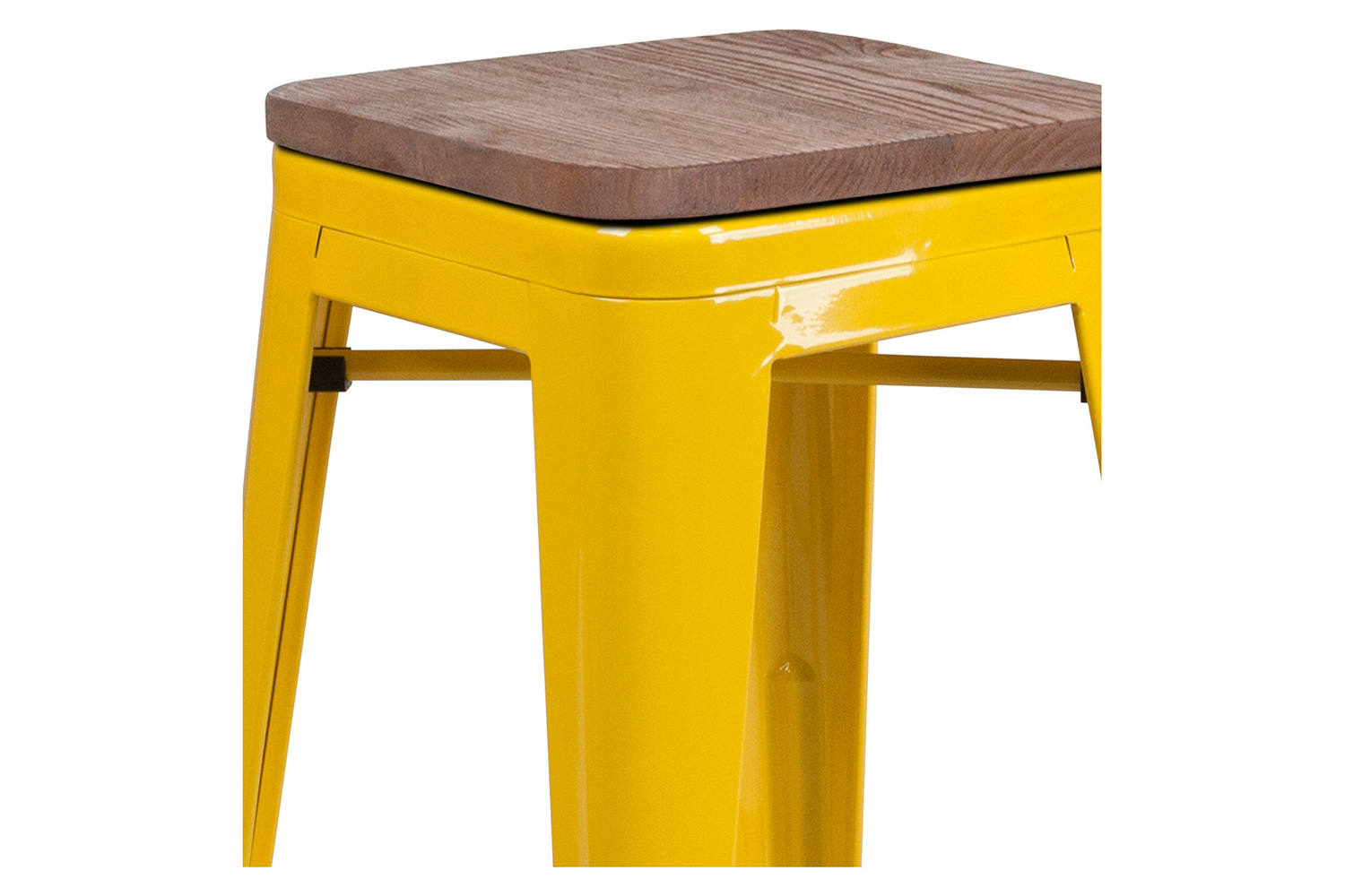 BLNK Lily Metal Backless Counter Height Stool with Square Wood Seat - Yellow