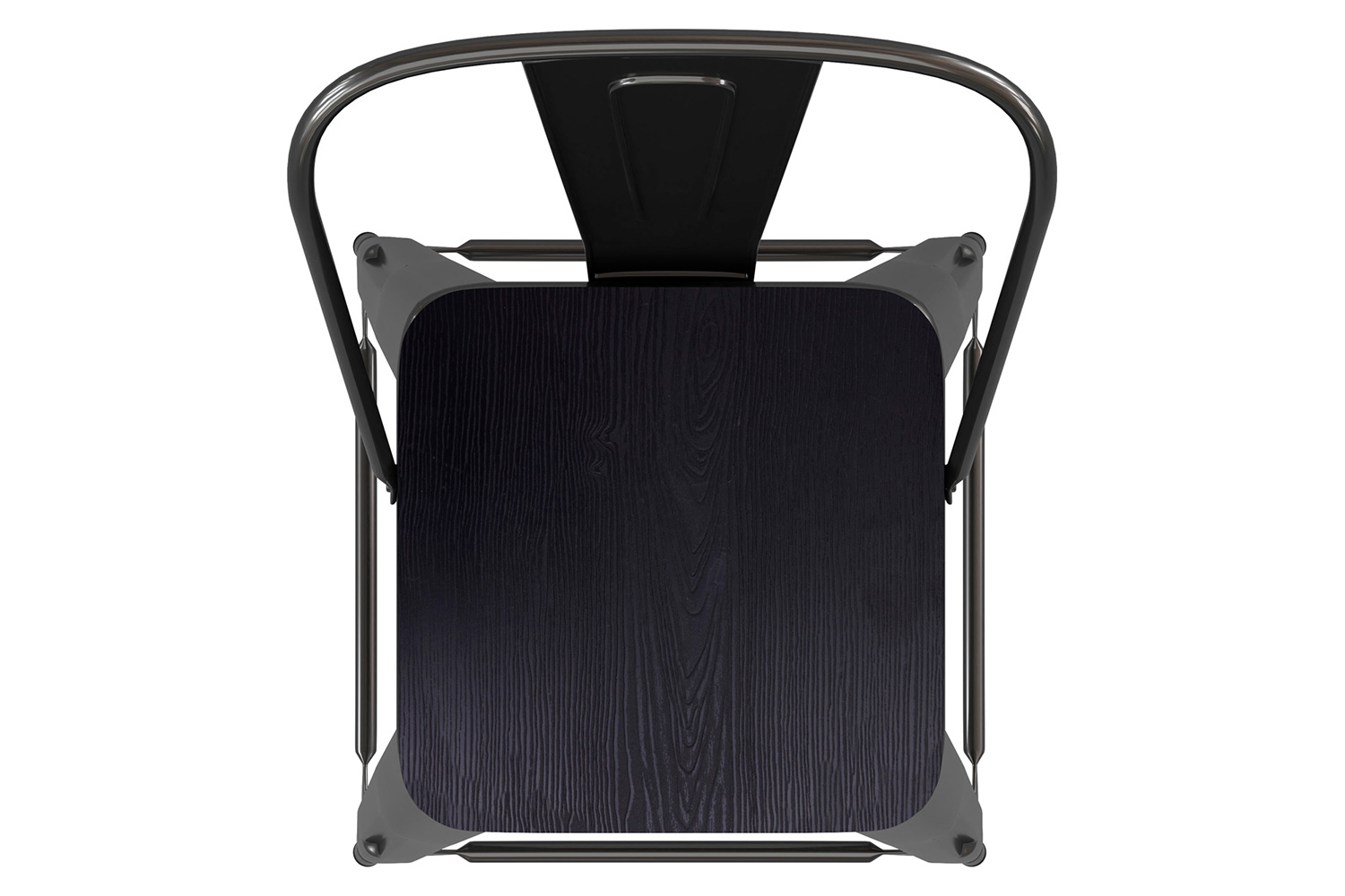 BLNK Kai Commercial Metal Indoor-Outdoor Counter Height Stool with Removable Back and All-Weather Poly Resin Seat - Black