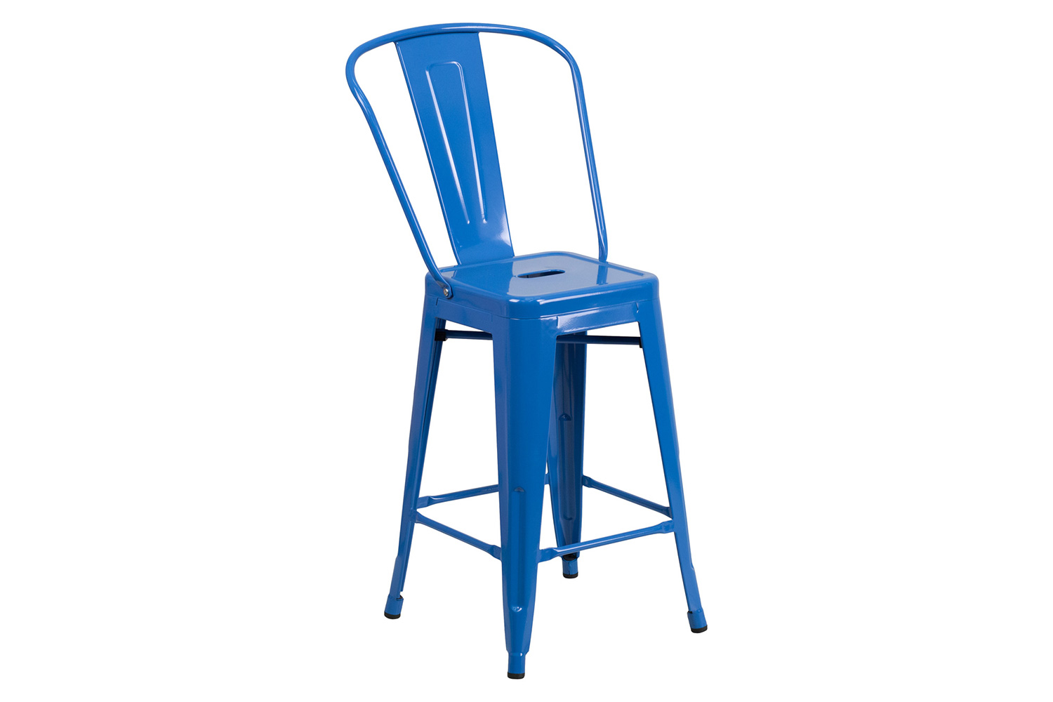 BLNK Kai Commercial Metal Indoor-Outdoor Counter Height Stool with Removable Back - Blue