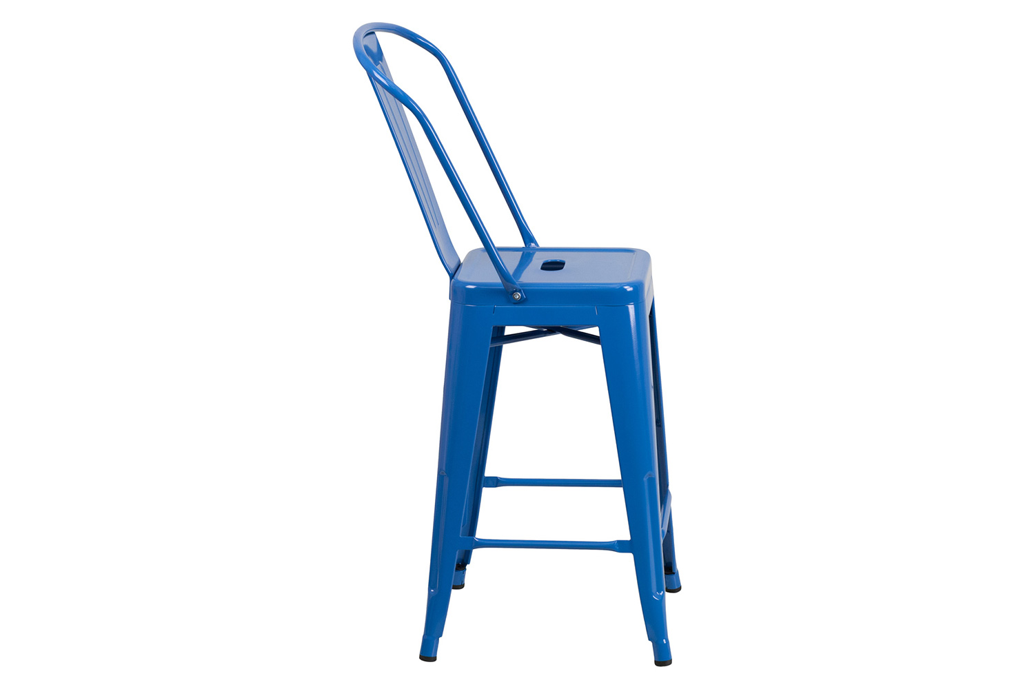 BLNK Kai Commercial Metal Indoor-Outdoor Counter Height Stool with Removable Back - Blue