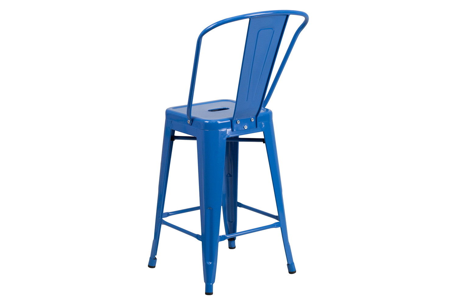 BLNK Kai Commercial Metal Indoor-Outdoor Counter Height Stool with Removable Back - Blue